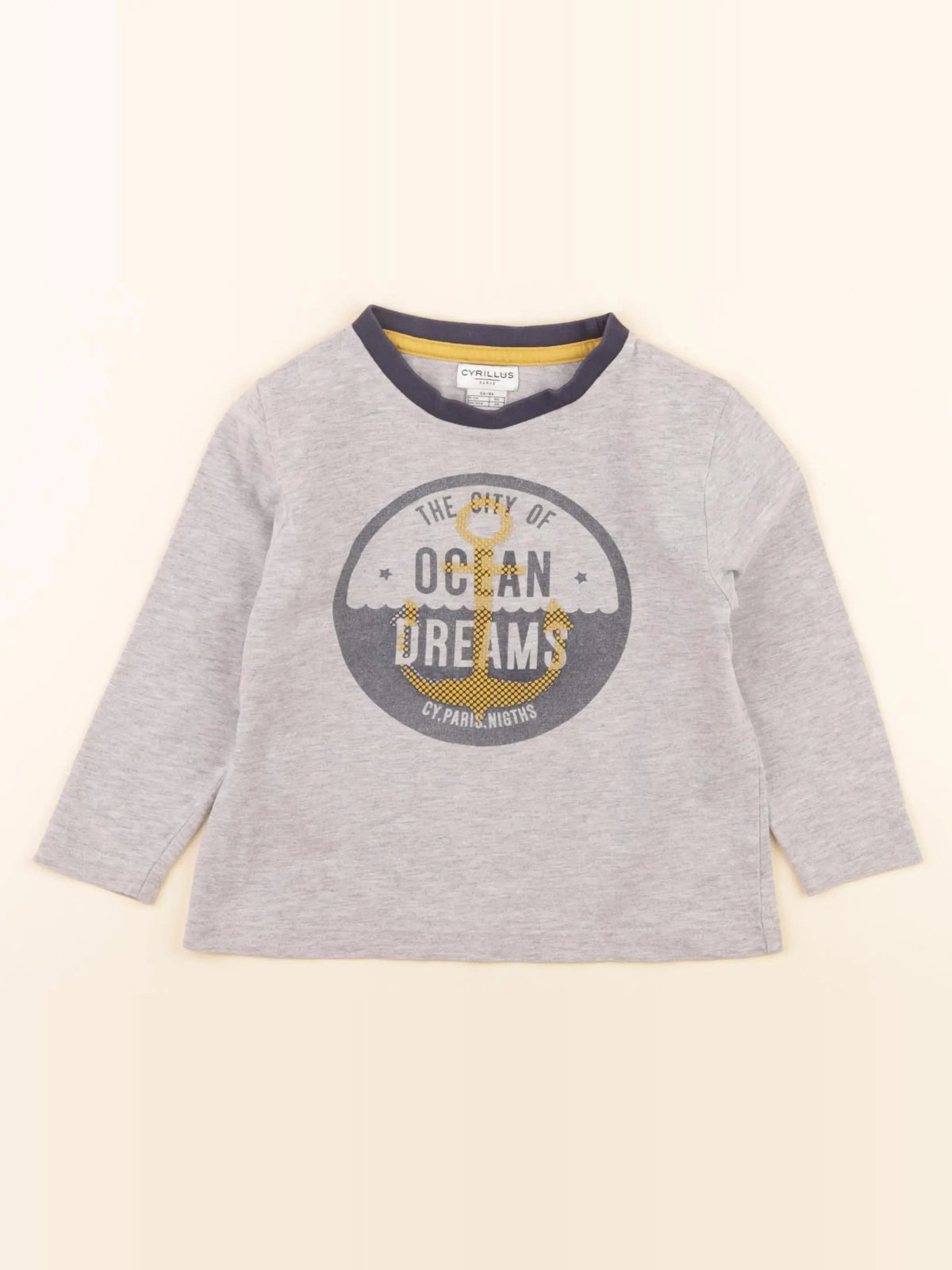 Cyrillus - tee-shirt gris, bleu - 2 ans