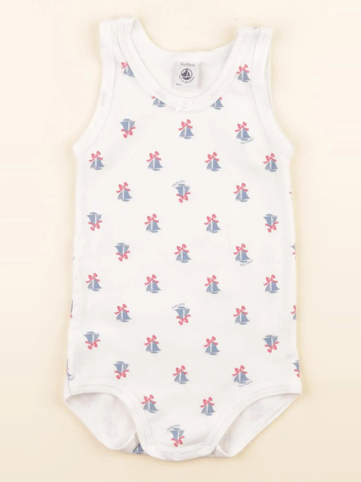Petit Bateau - body blanc, bleu - 24 mois