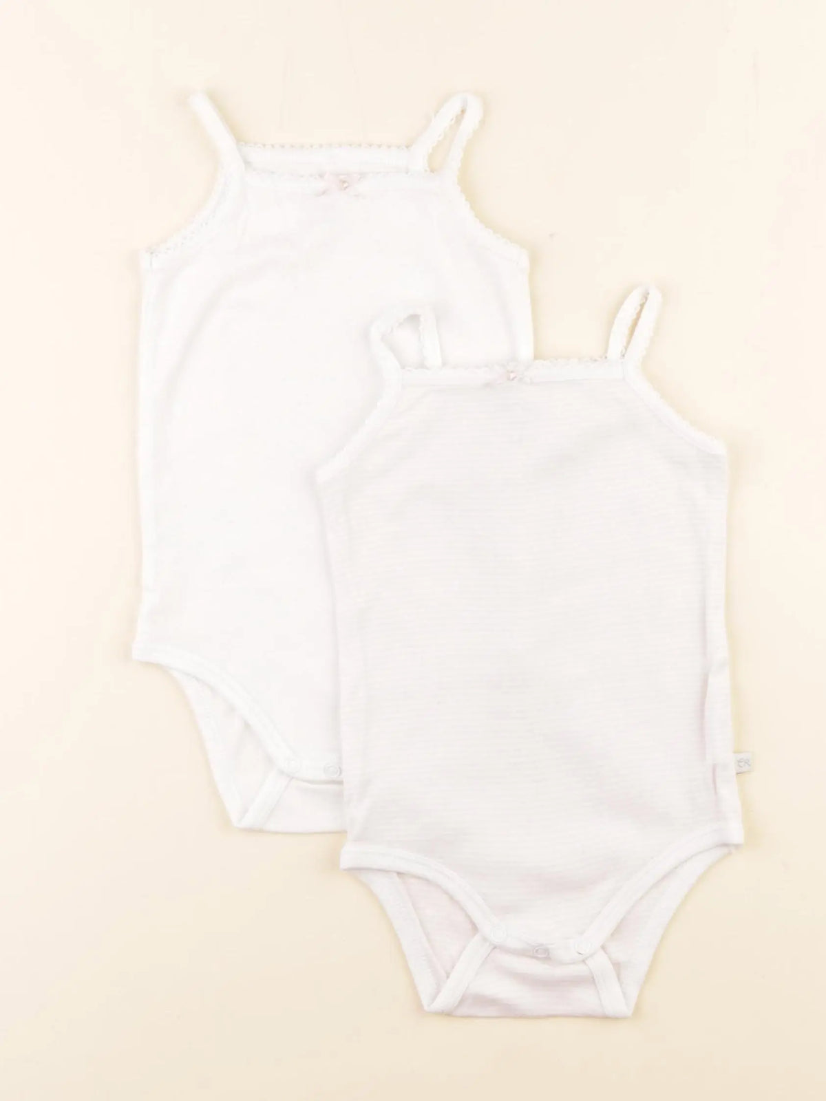 Cadet Rousselle - lot de 2 bodies en coton blanc, rose - 12 mois