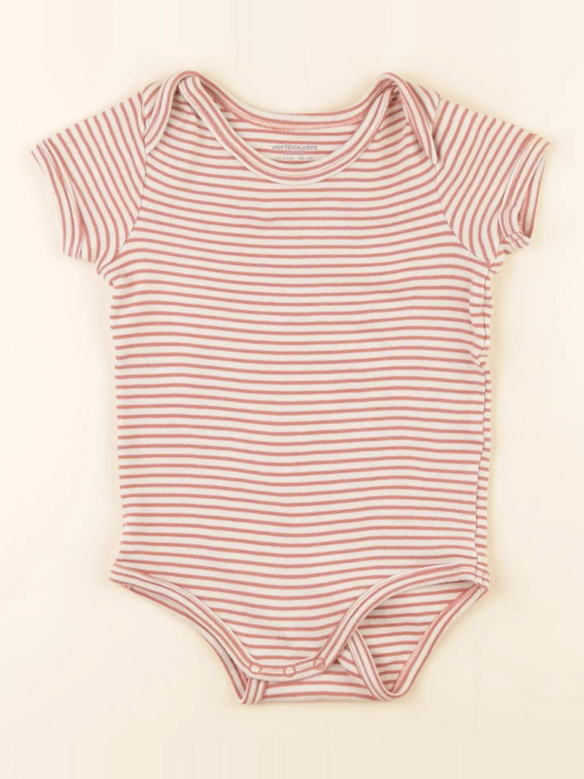 Vertbaudet - body blanc, rose - 24 mois