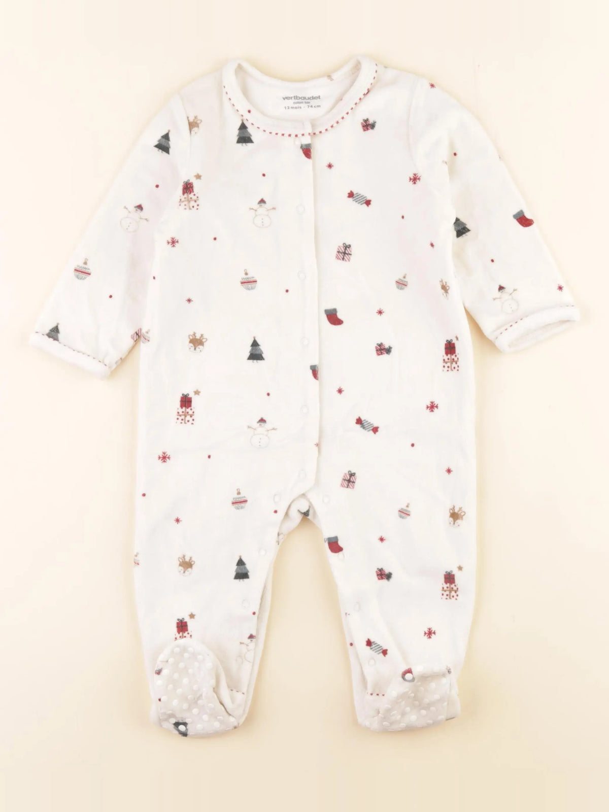 Vertbaudet - pyjama velours blanc - 12 mois
