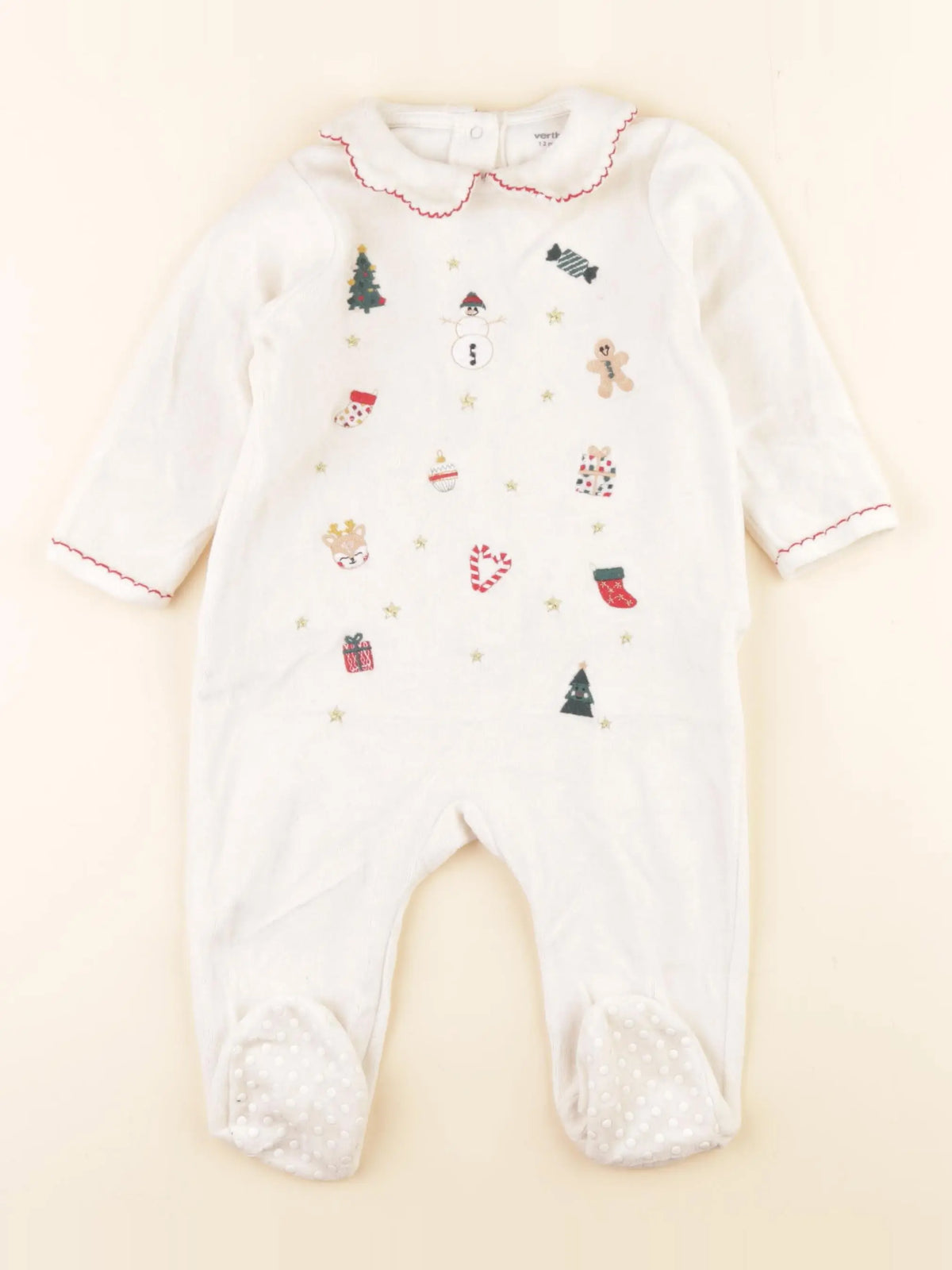 Vertbaudet - pyjama velours blanc - 12 mois
