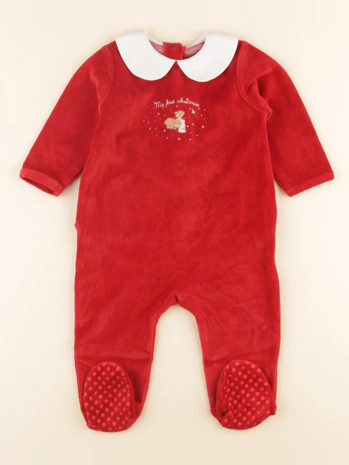 Vertbaudet - pyjama velours rouge - 12 mois