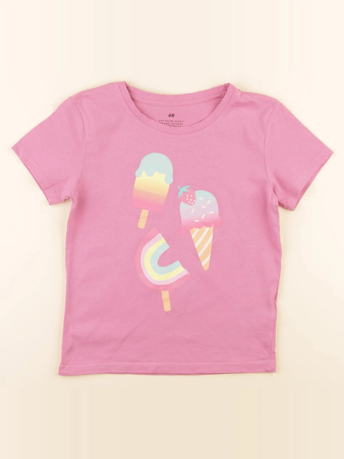H&M - tee-shirt rose - 6/8 ans