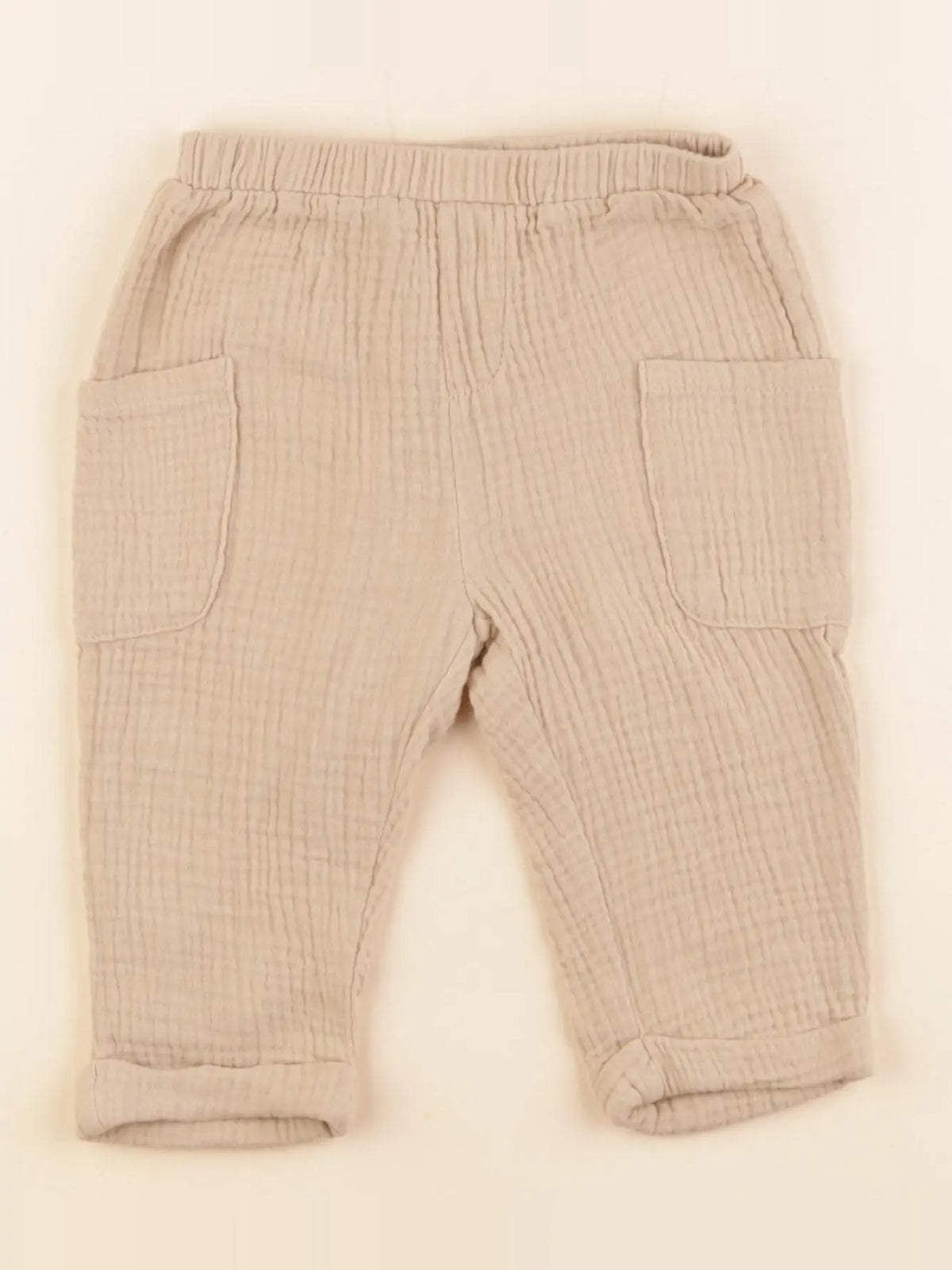 Vertbaudet - pantalon beige - 12 mois