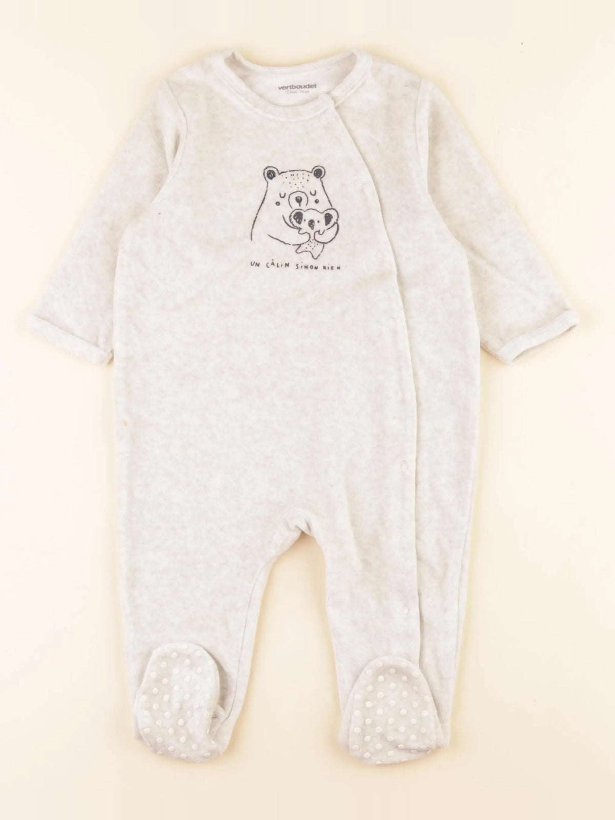 Vertbaudet - pyjama velours beige - 12 mois