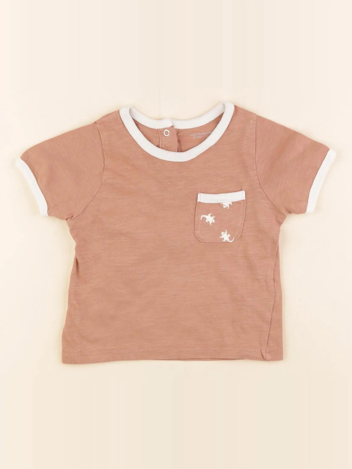 Vertbaudet - tee-shirt marron - 12 mois