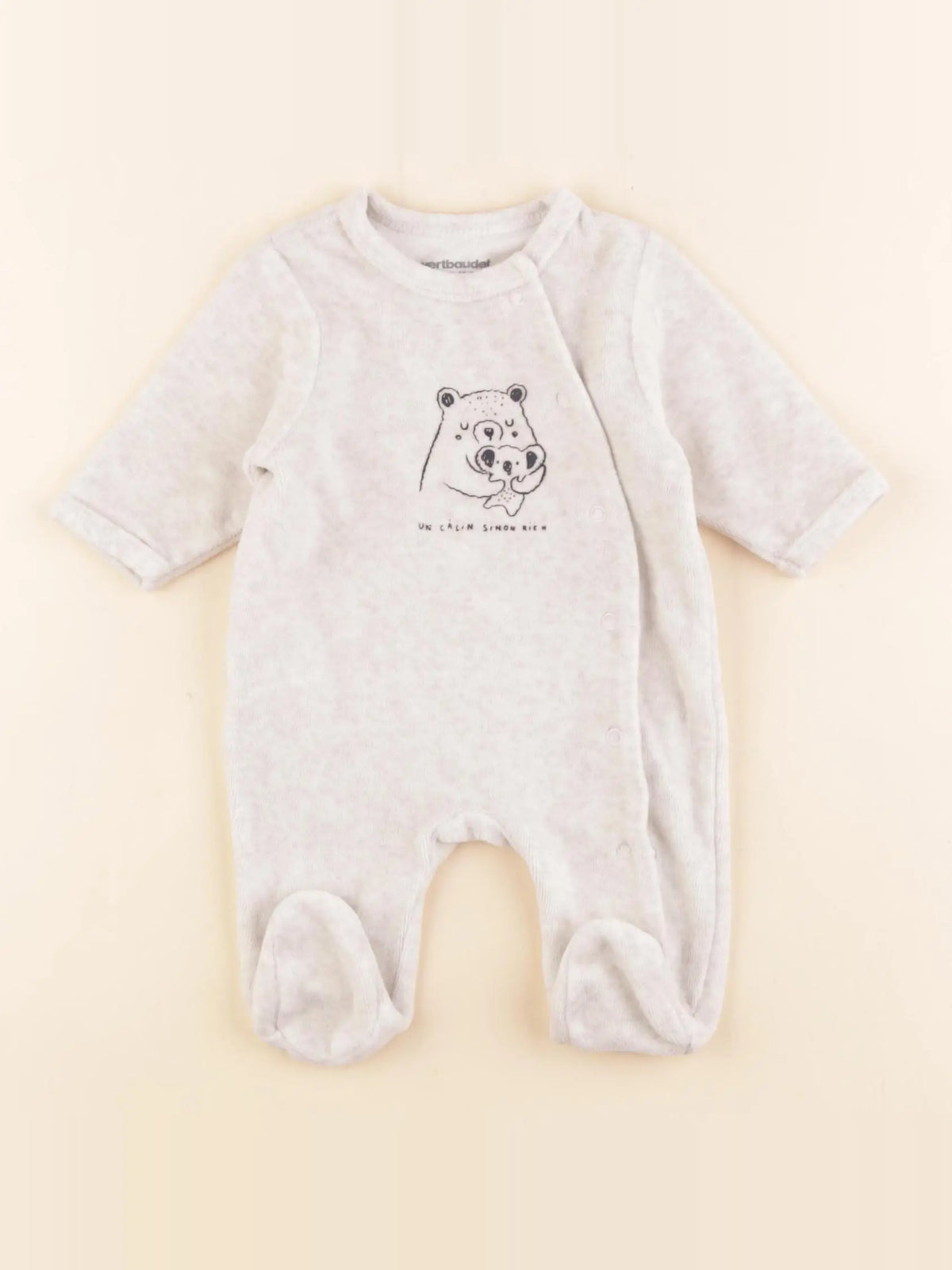 Vertbaudet - pyjama velours beige - 1 mois