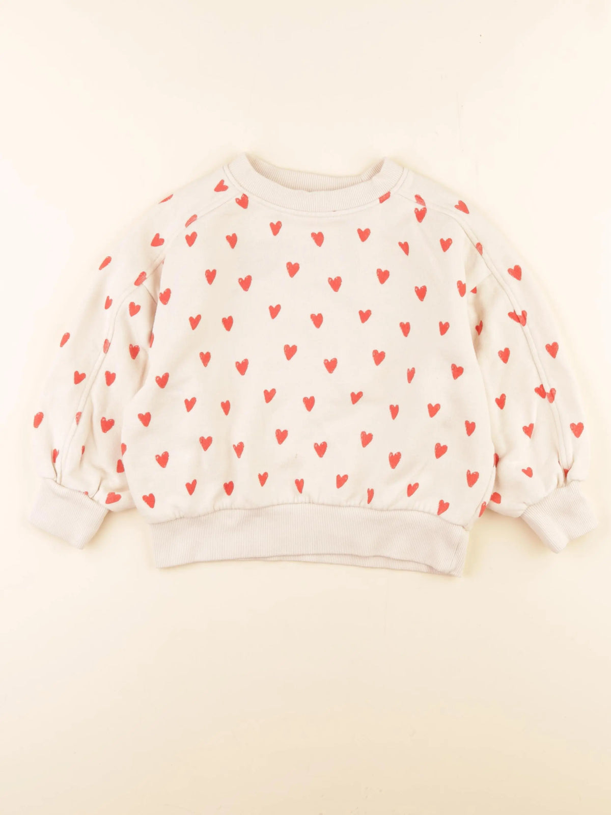 Monoprix - sweat beige, rouge - 8 ans