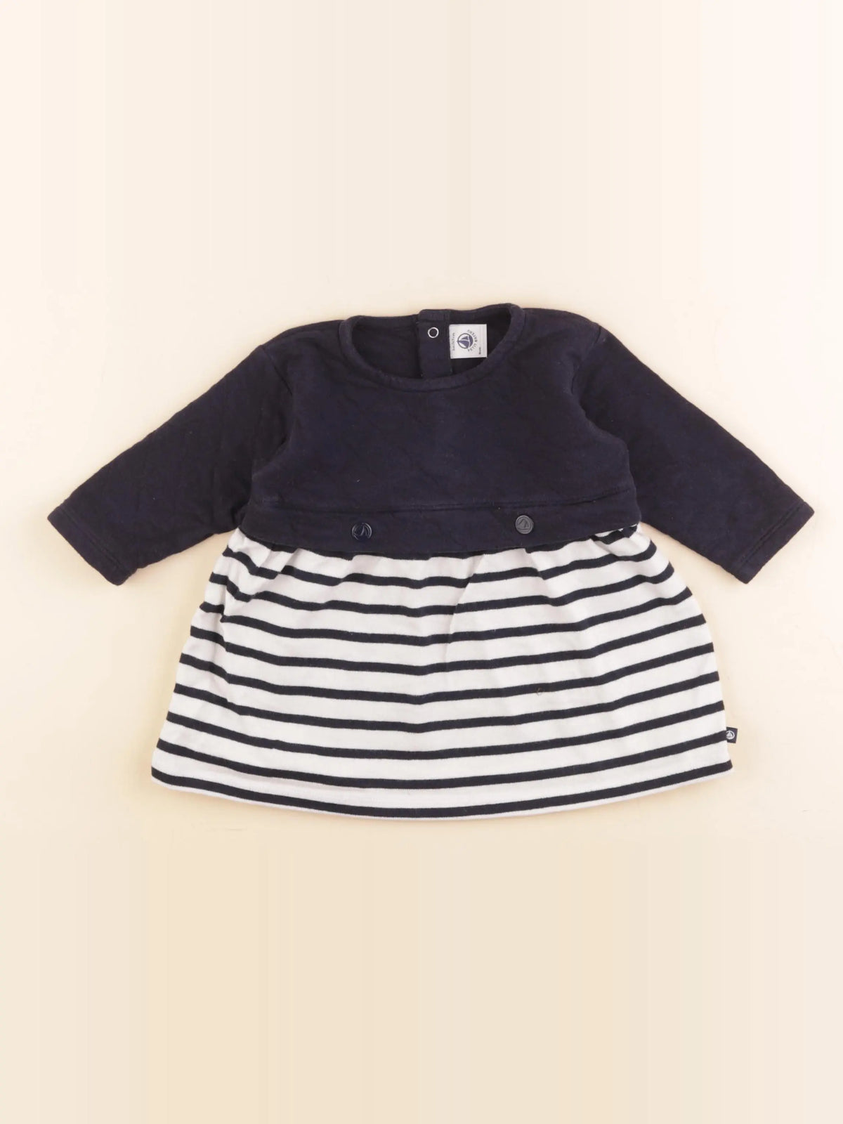 Petit Bateau - robe bleu, blanc - 6 mois