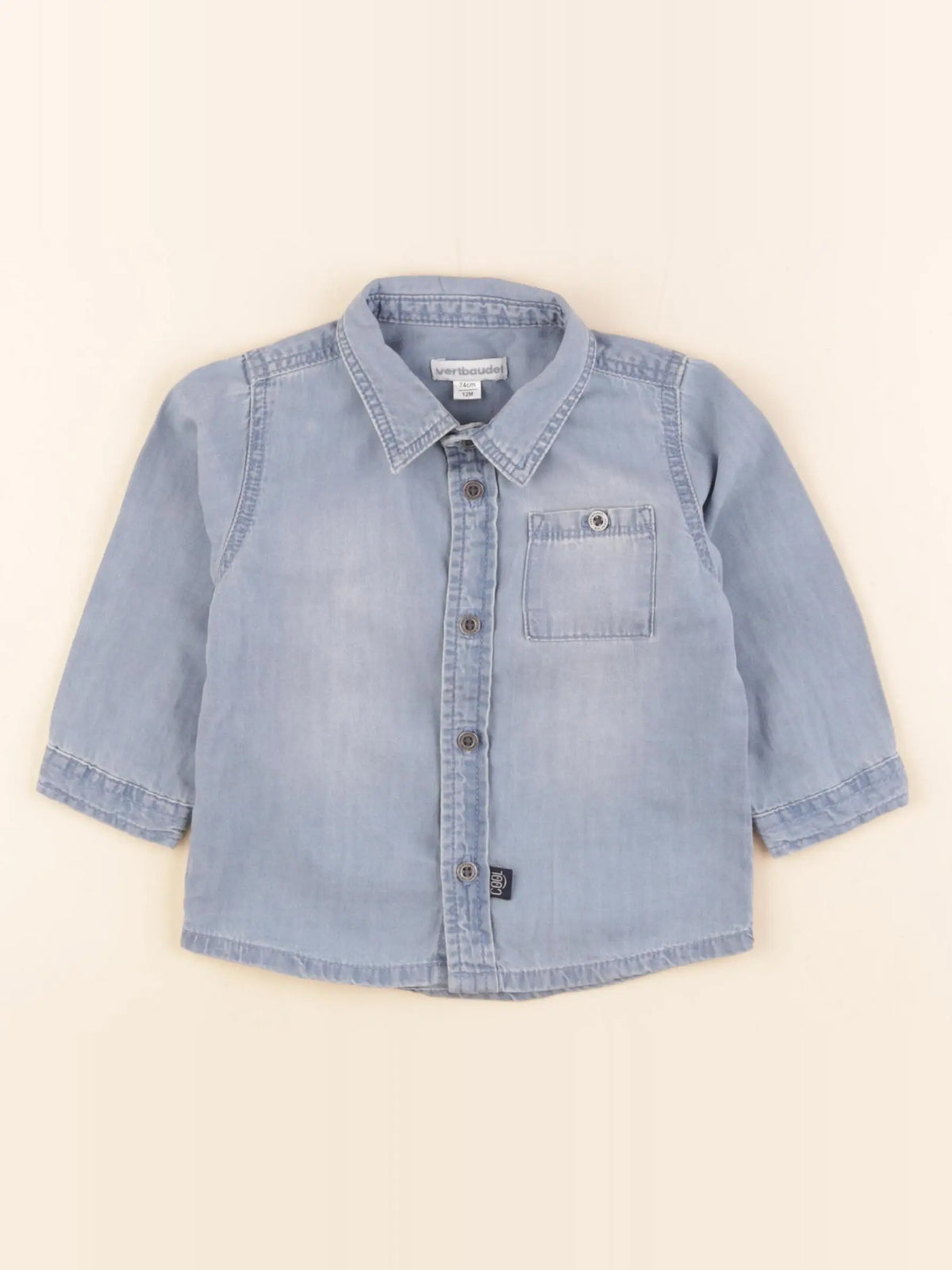Vertbaudet - chemise bleu - 12 mois