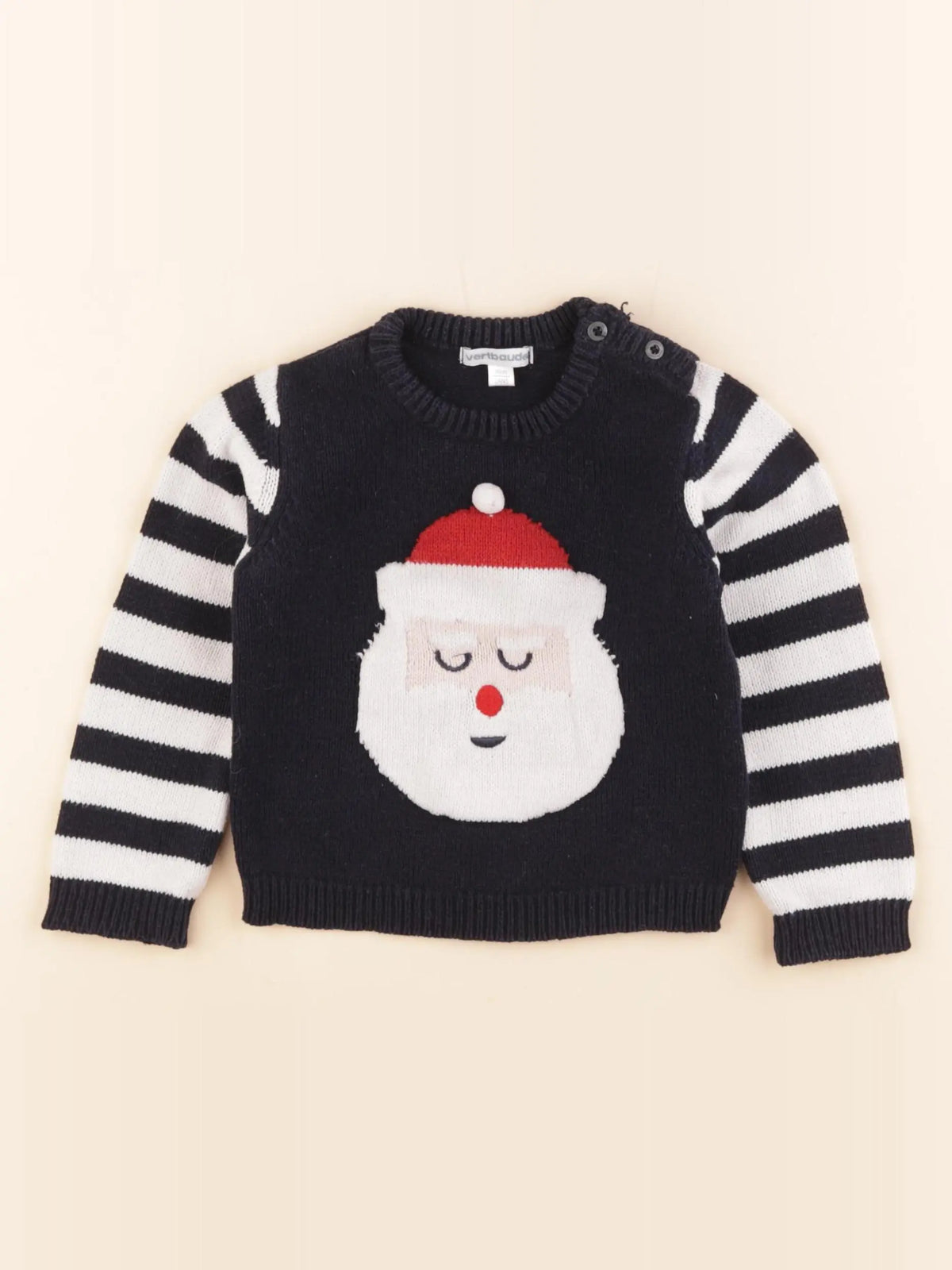Vertbaudet - pull blanc, bleu - 2 ans