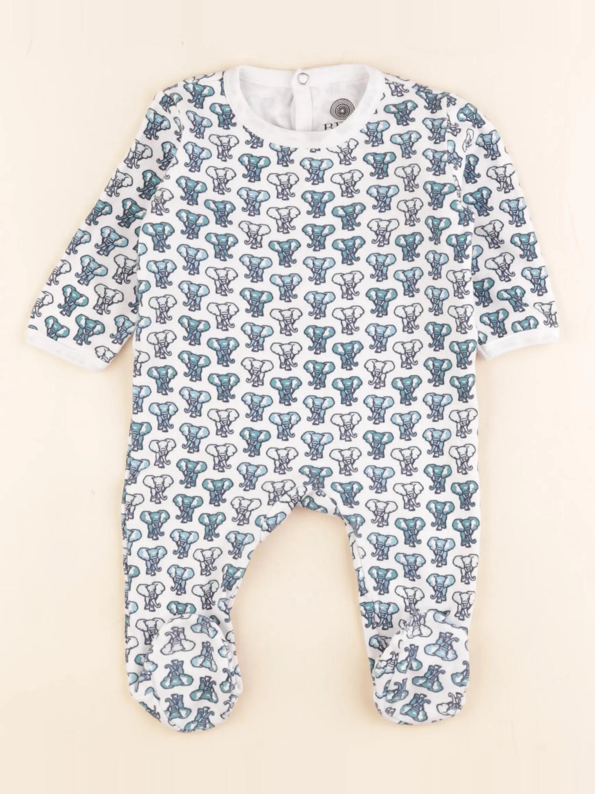 Brai - pyjama coton blanc, bleu - 3/6 mois