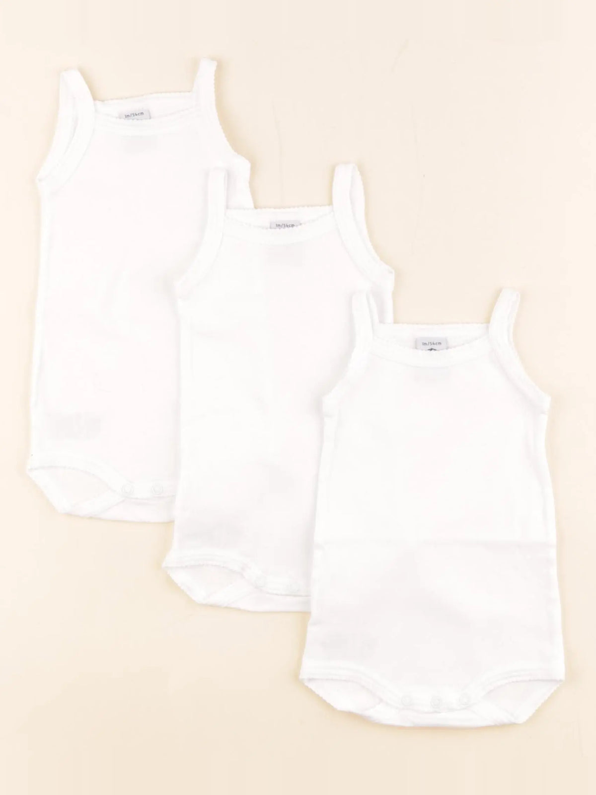 Petit Bateau - lot de 3 bodies en coton blanc - 1 mois