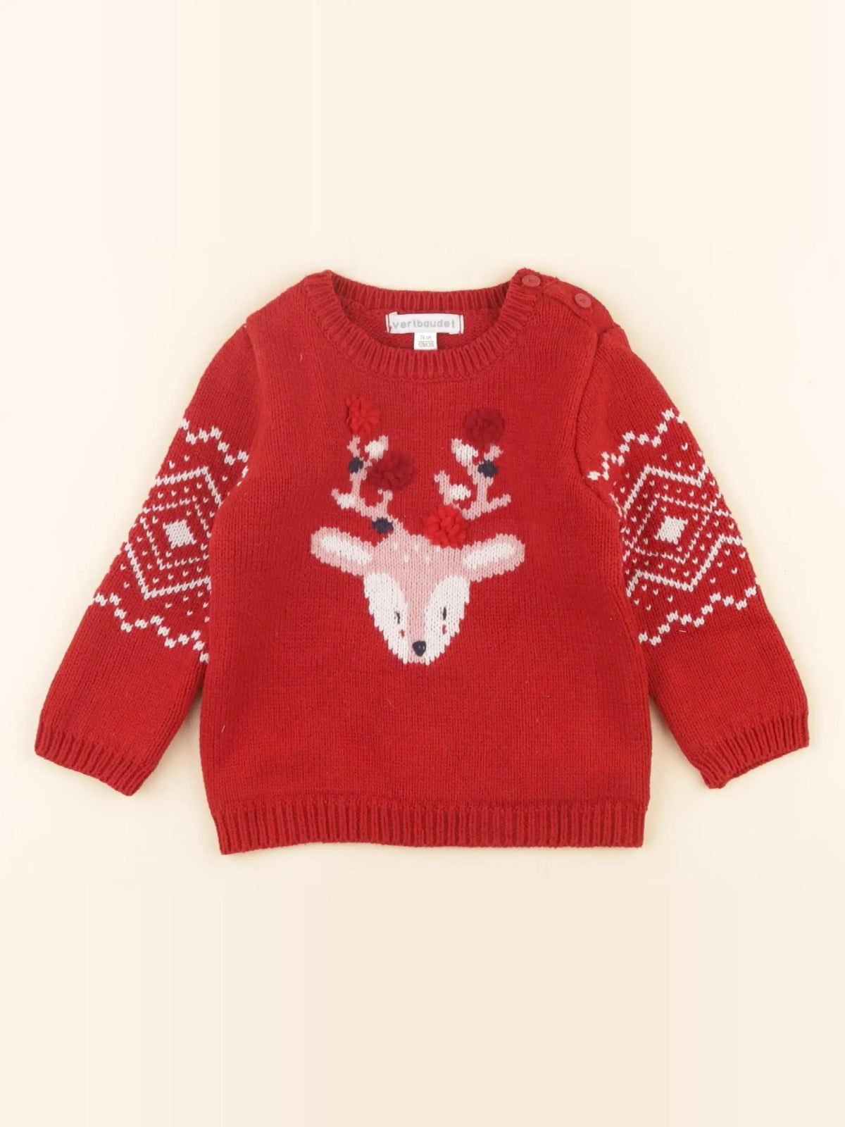 Vertbaudet - pull rouge - 12 mois