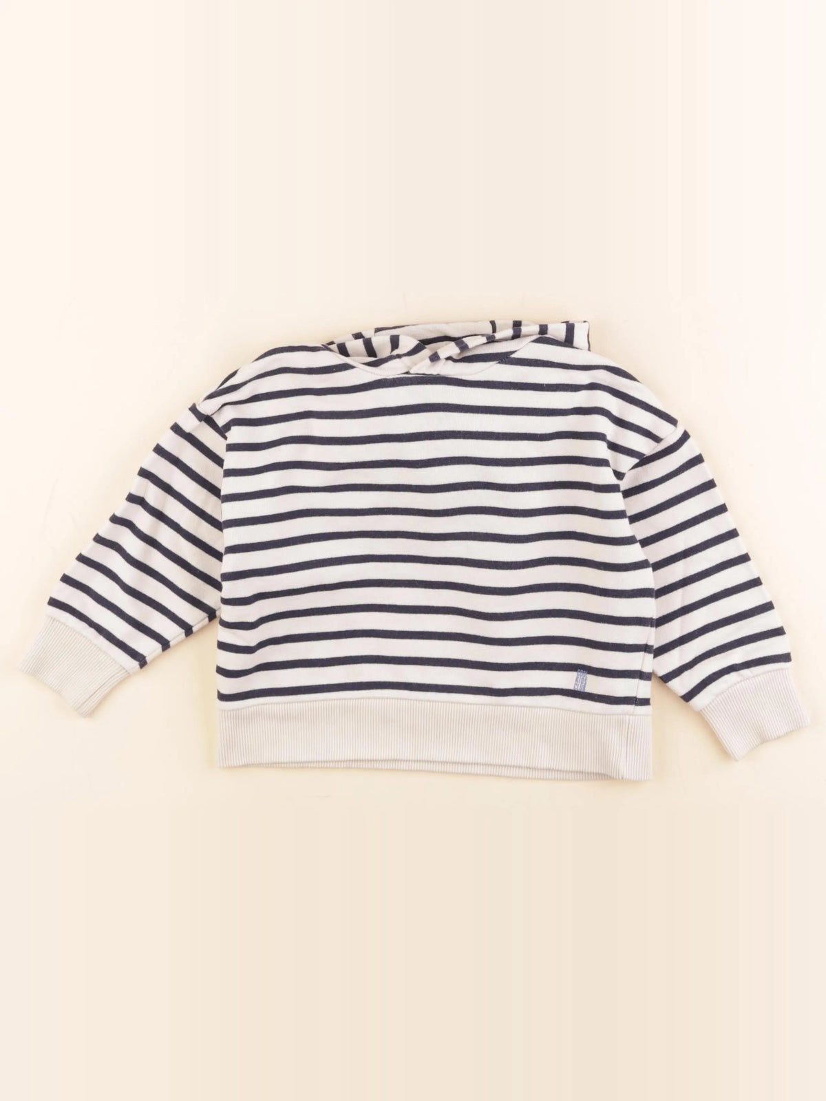 Vertbaudet - sweat beige, bleu - 4 ans