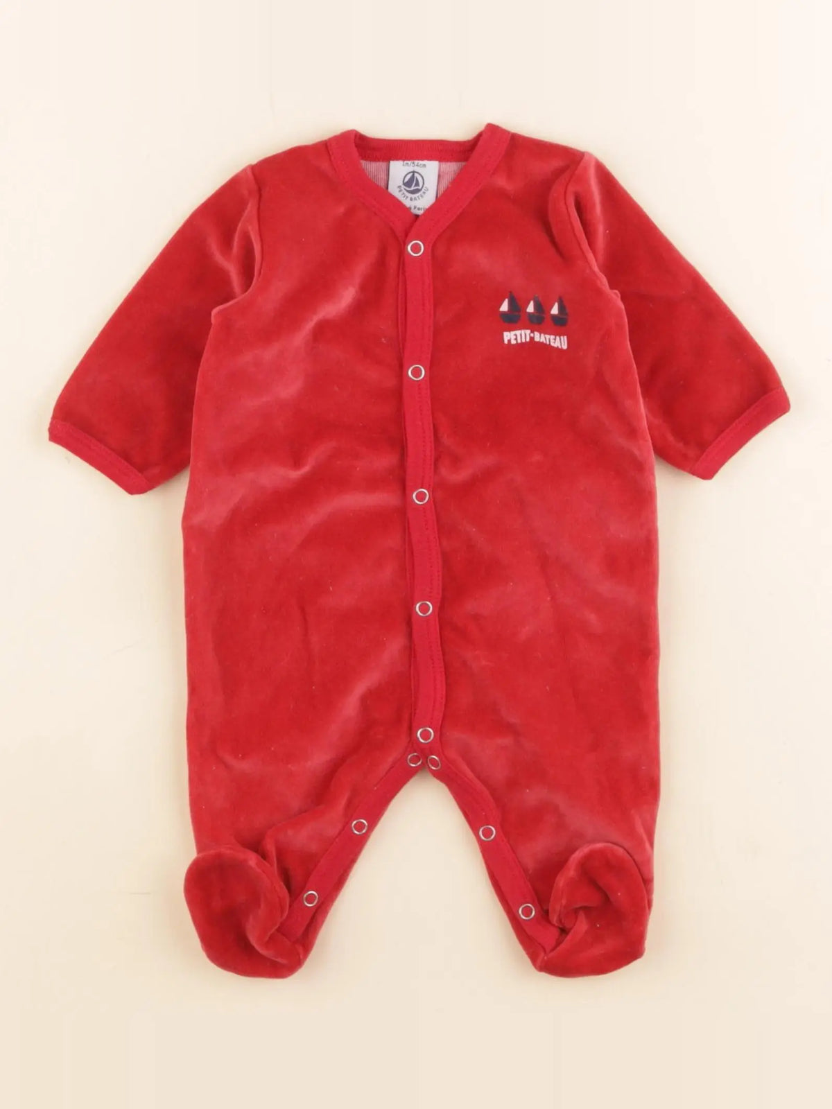 Petit Bateau - pyjama velours rouge - 1 mois
