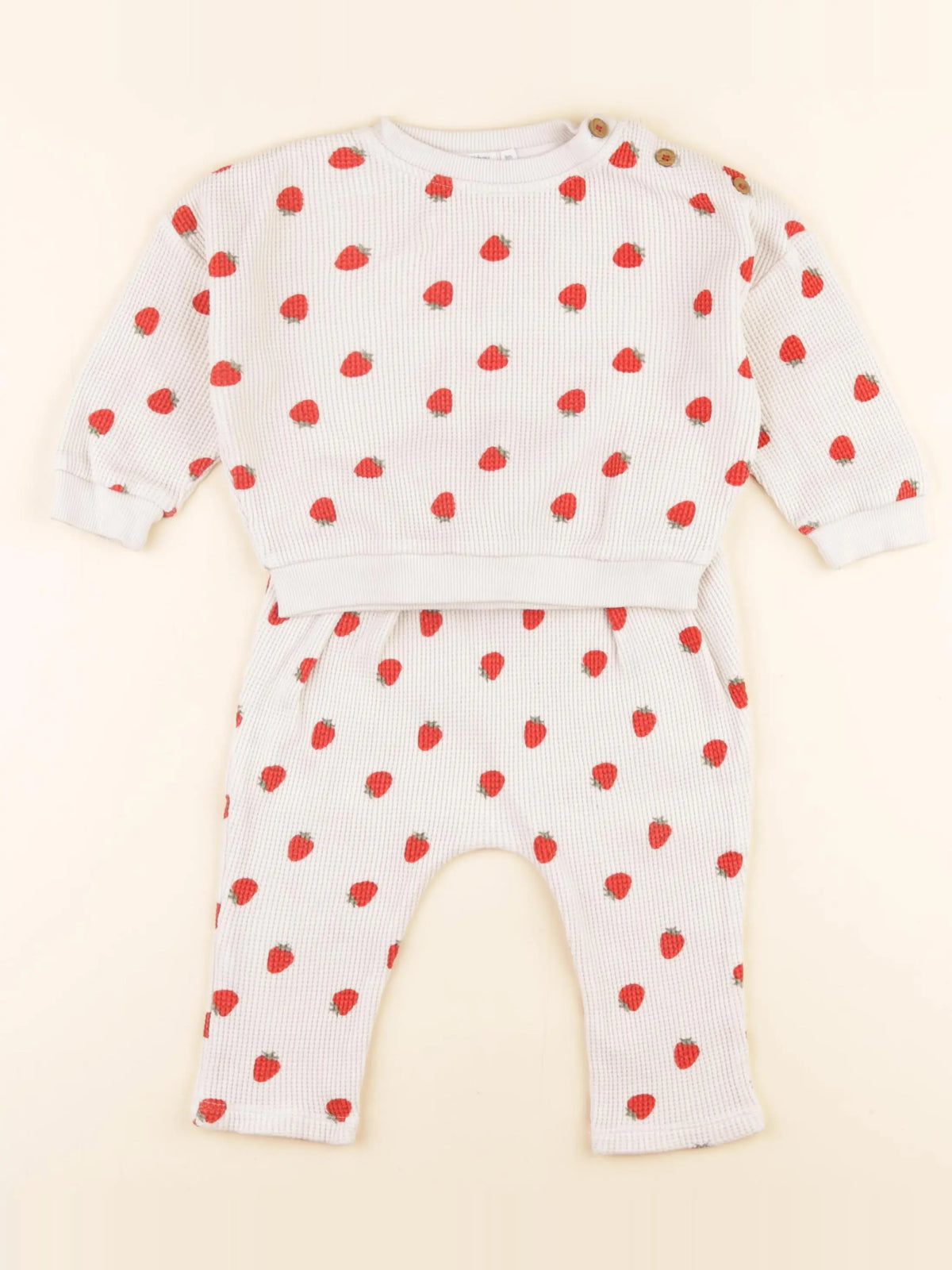 Boutchou - ensemble beige, rouge - 9 mois