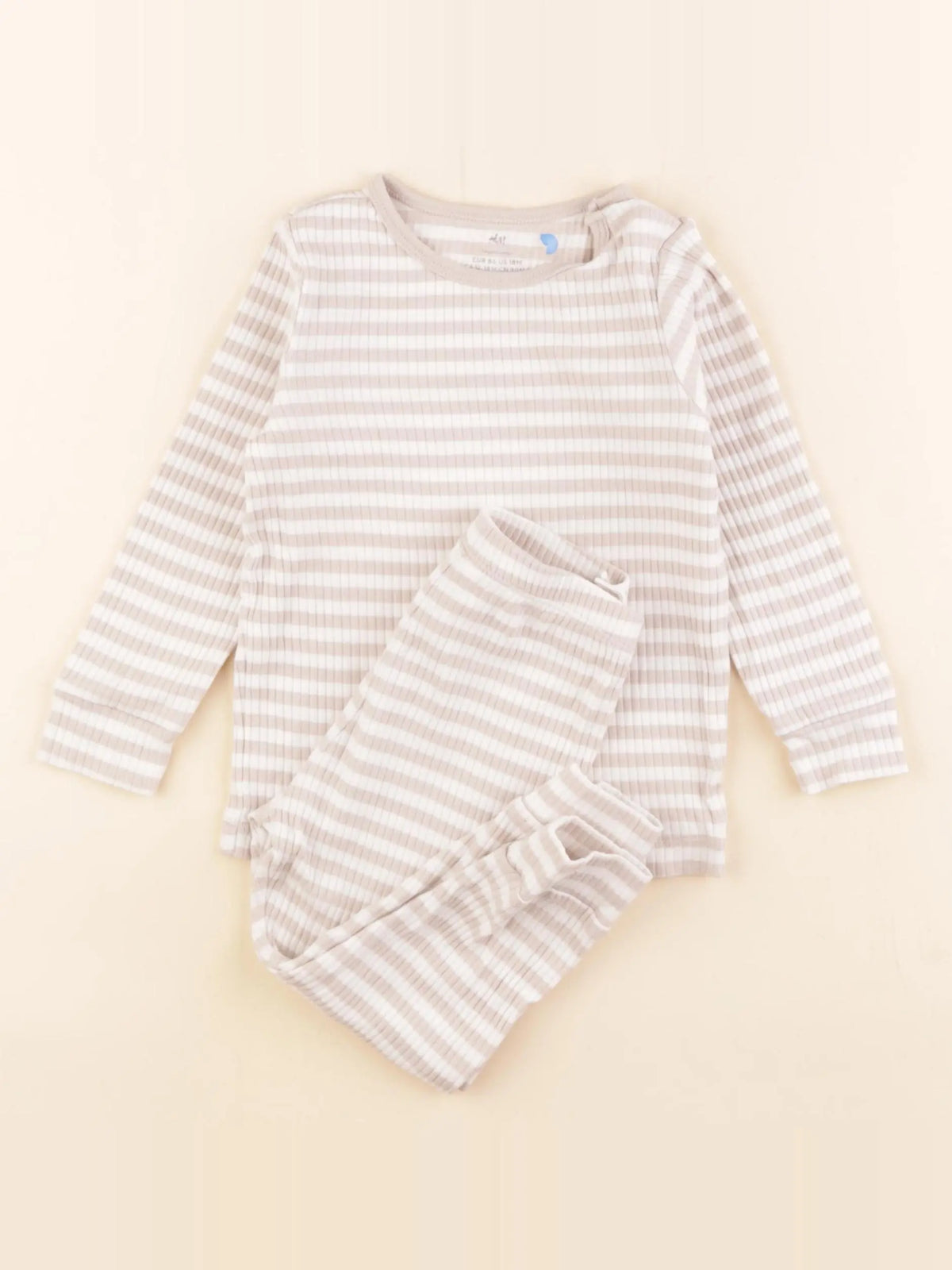 H&M - pyjama coton beige - 12/18 mois