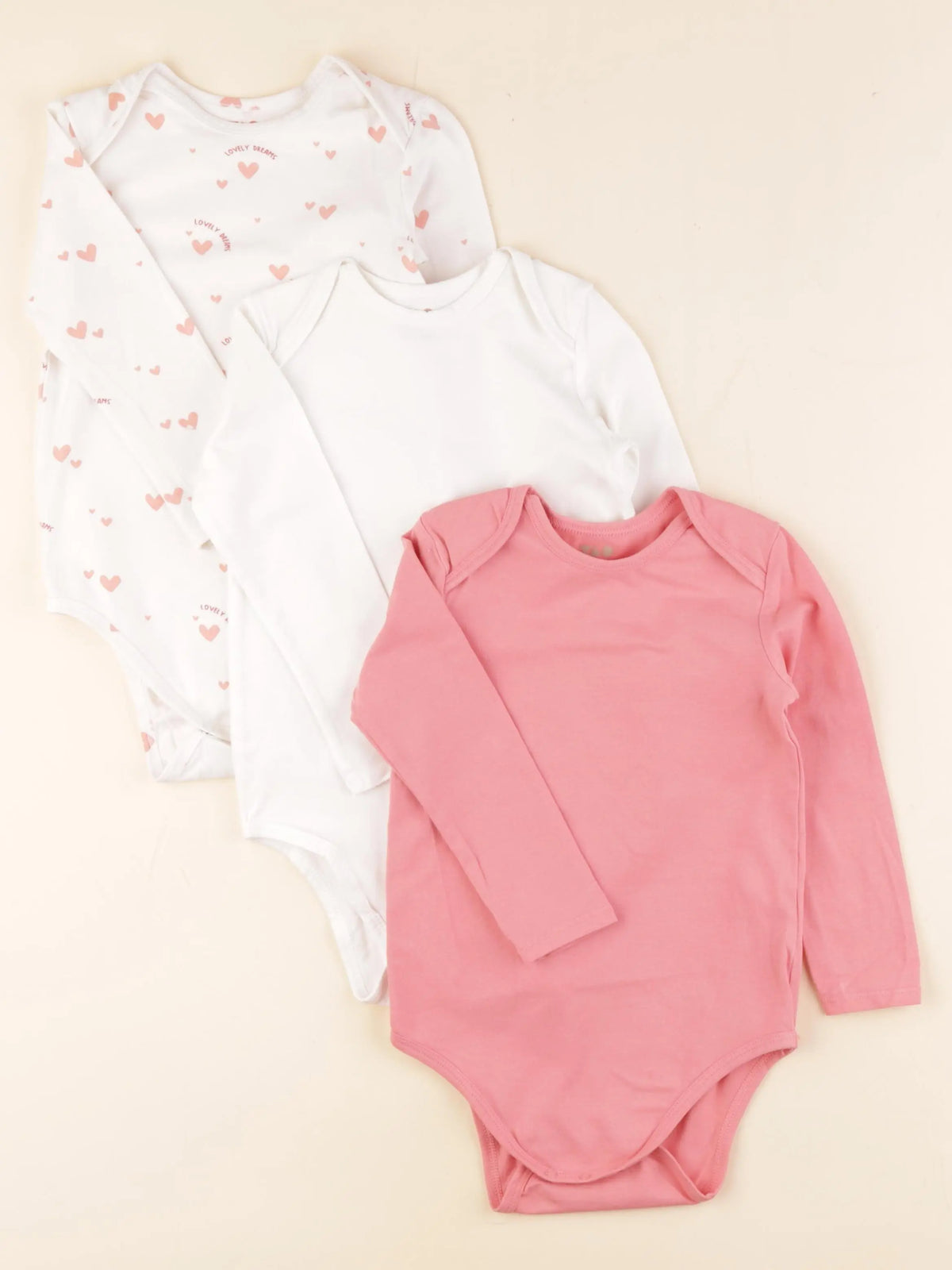 Tape à l'oeil - lot de 3 bodies en coton rose, blanc - 36 mois