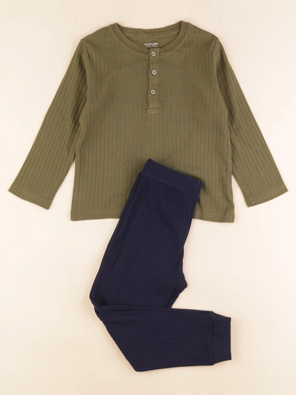 Vertbaudet - pyjama coton bleu, vert - 5 ans