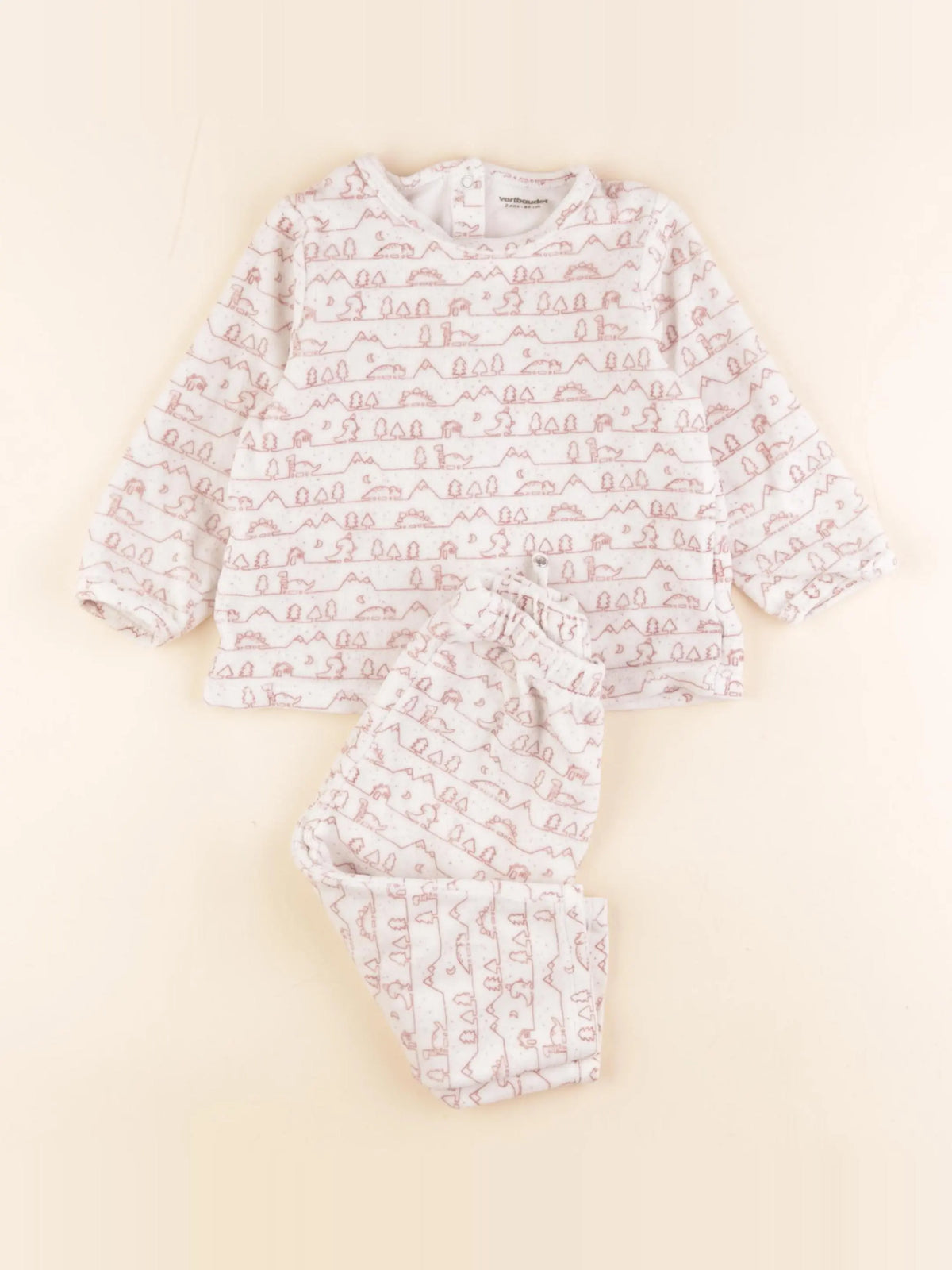 Vertbaudet - pyjama velours blanc, rouge - 2 ans