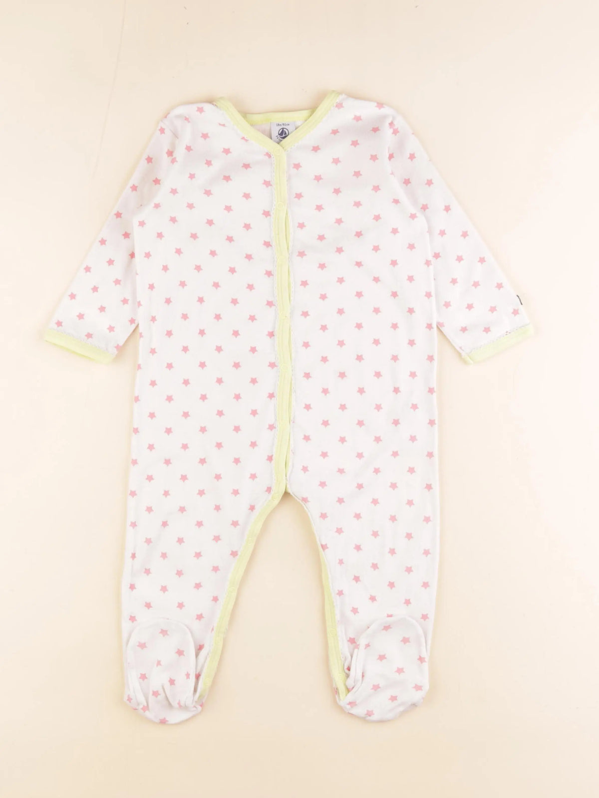 Petit Bateau - pyjama coton blanc, rose - 18 mois