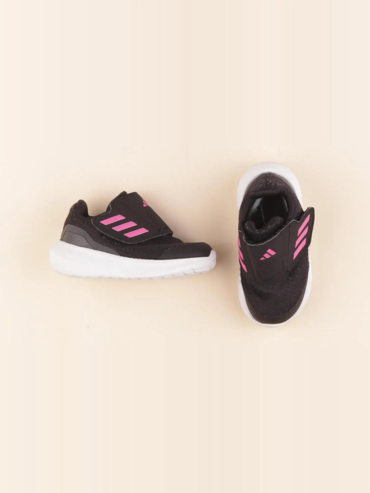 Adidas - tennis à scratch/ lacets noir, rose - pointure 23