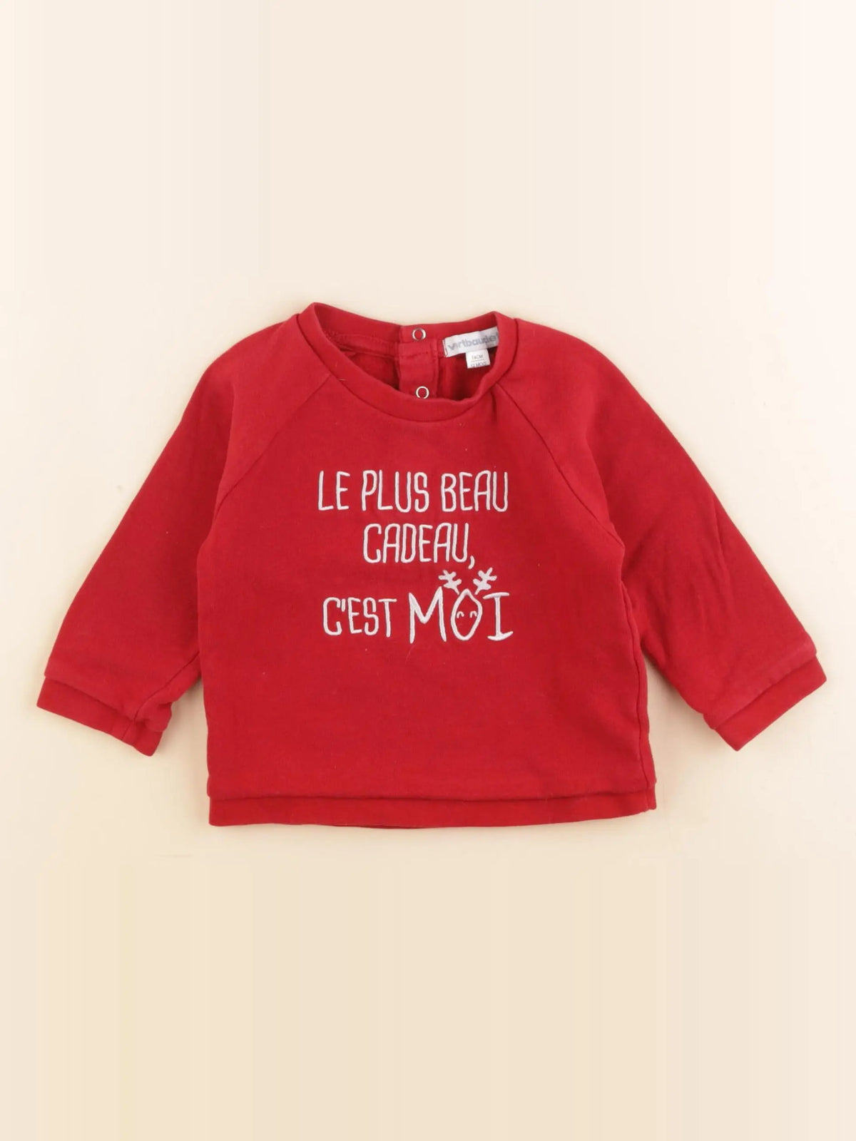 Vertbaudet - sweat rouge - 12 mois