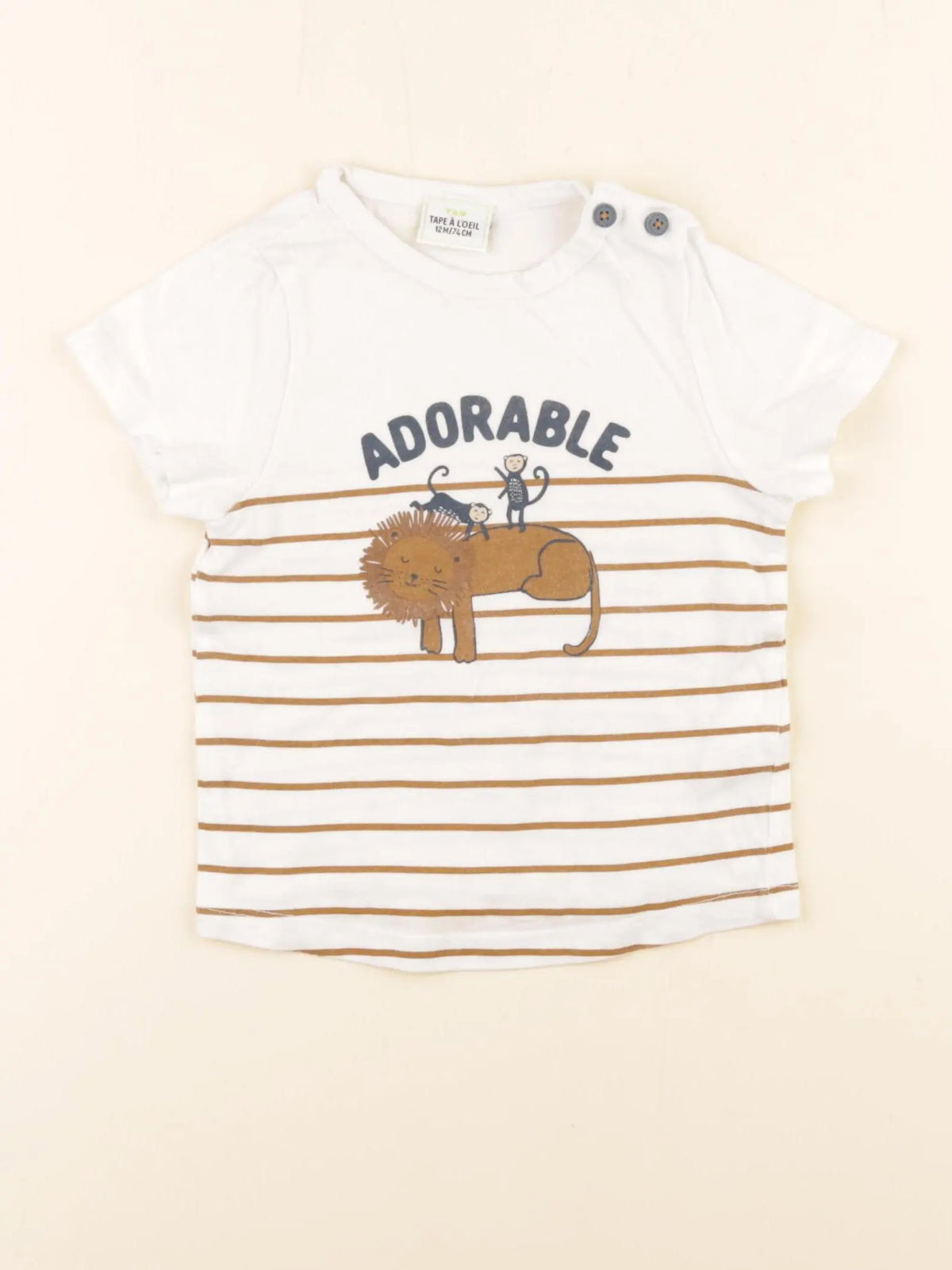 Tape à l'oeil - tee-shirt blanc, marron - 12 mois
