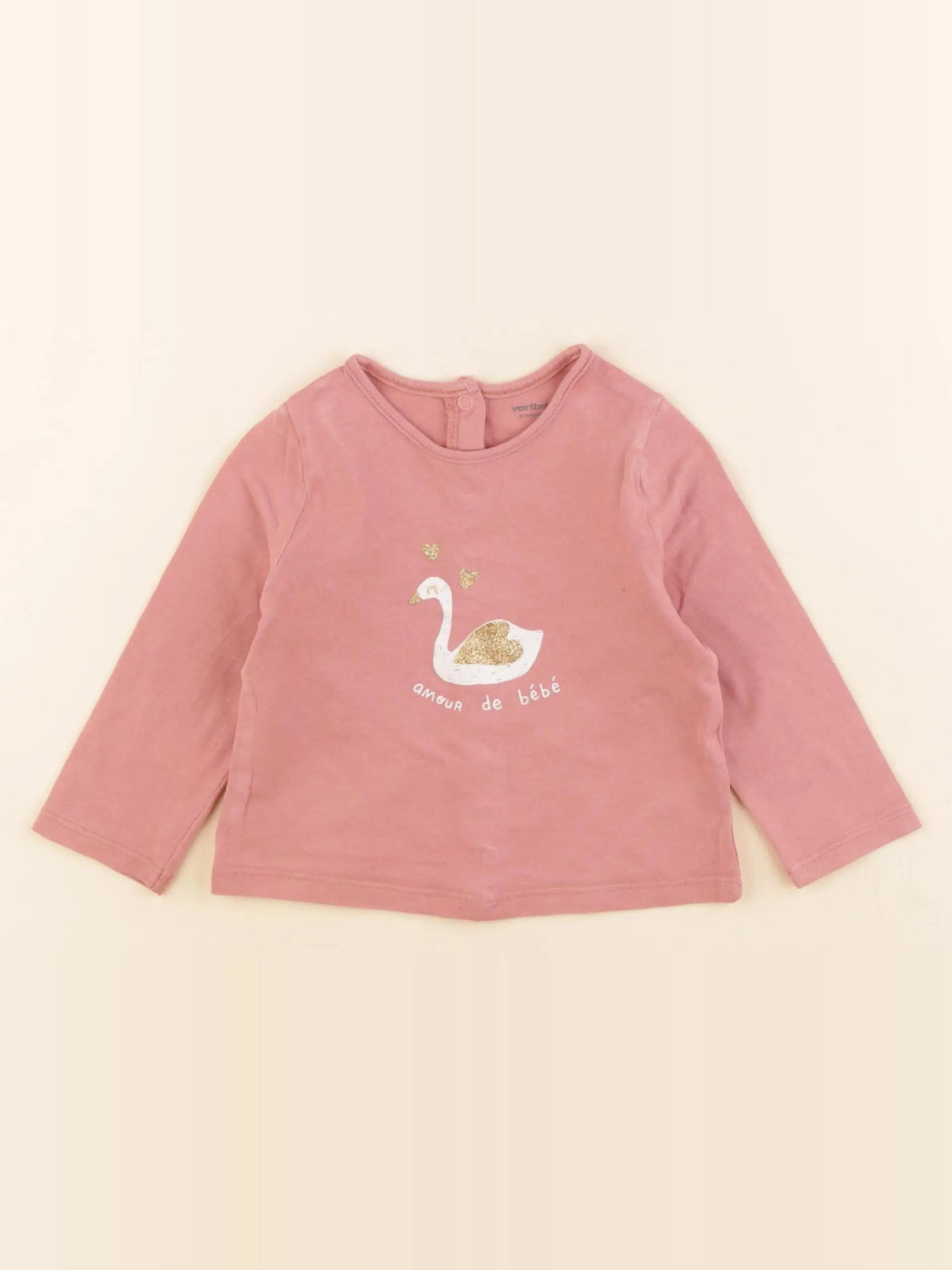 Vertbaudet - tee-shirt or, rose - 9 mois