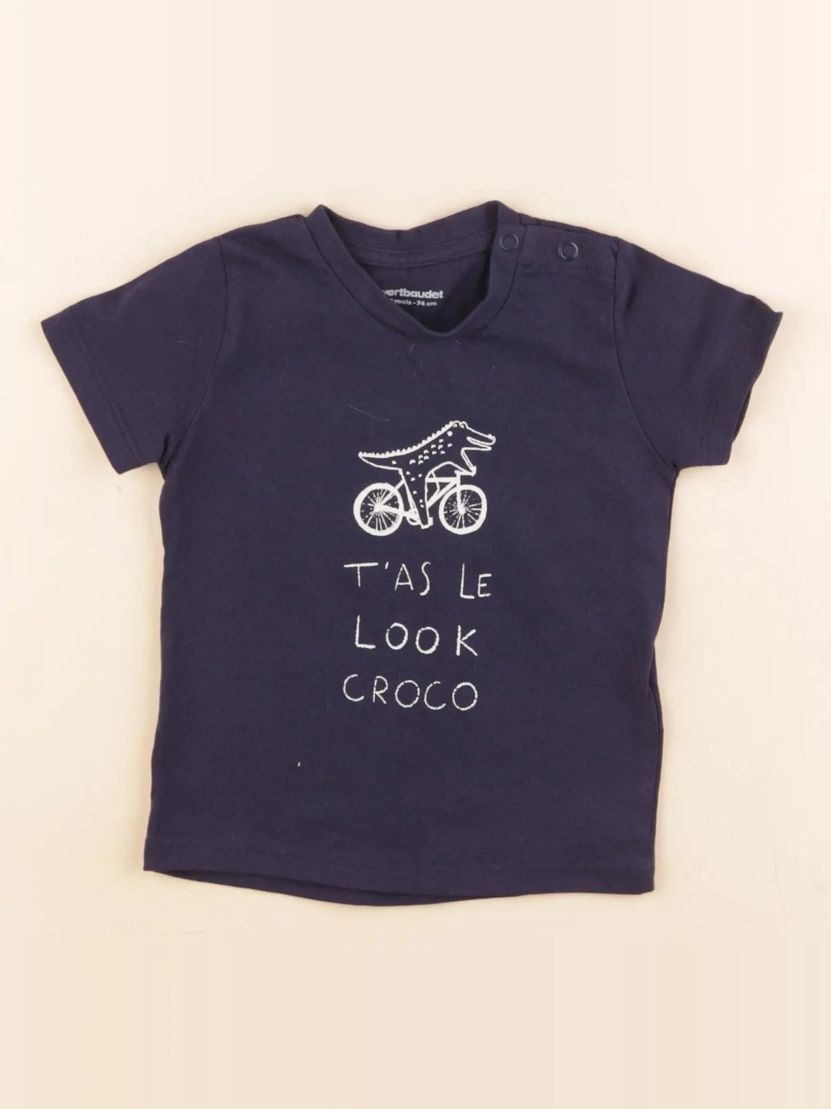 Vertbaudet - tee-shirt bleu - 12 mois