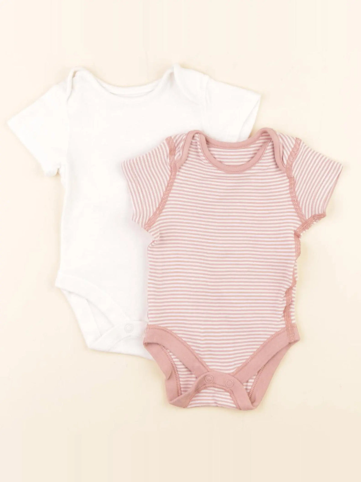 Marks & Spencer - lot de 2 bodies en coton blanc, rose - 3 mois