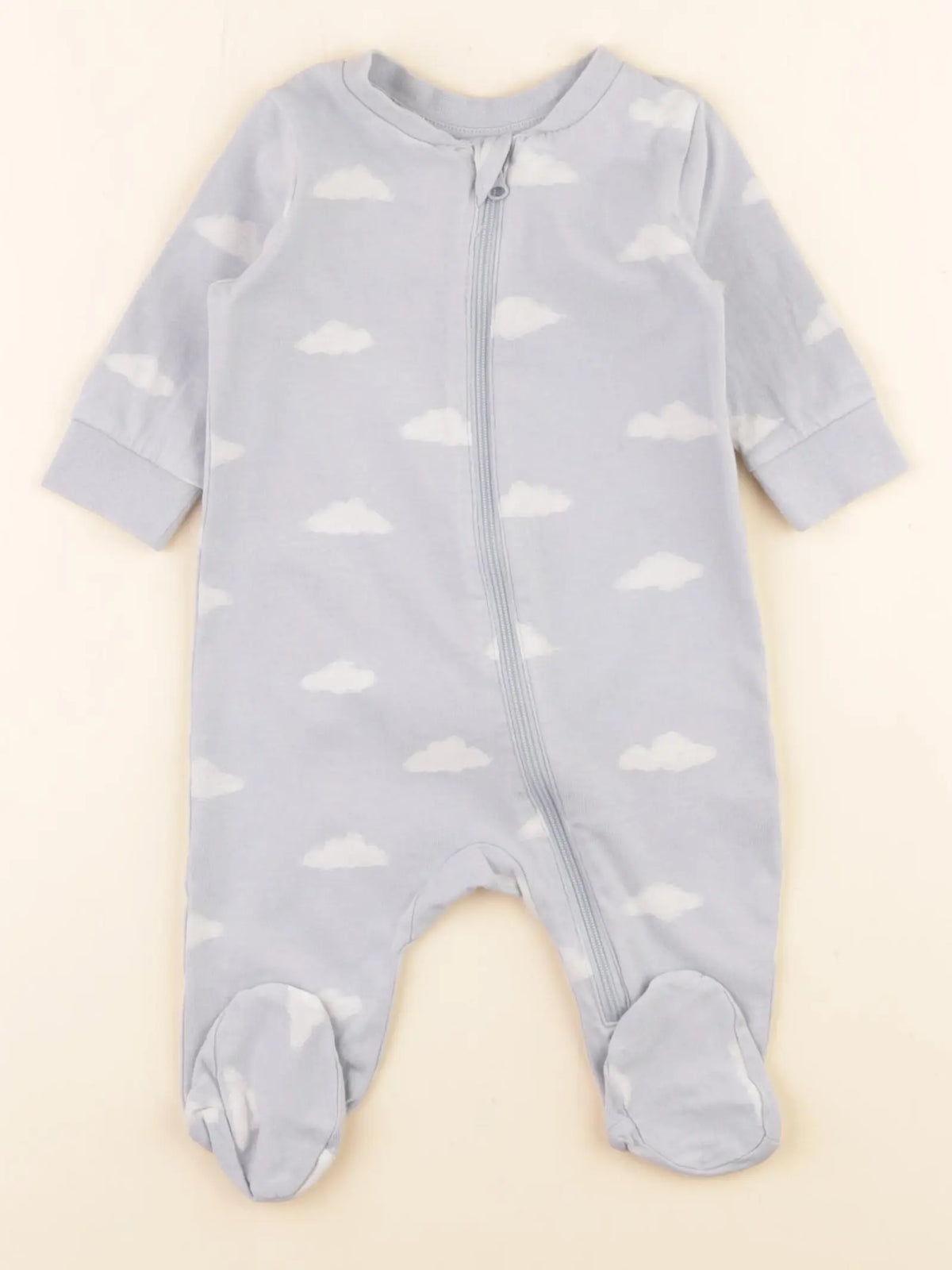 H&M - pyjama coton bleu, blanc - 1 mois