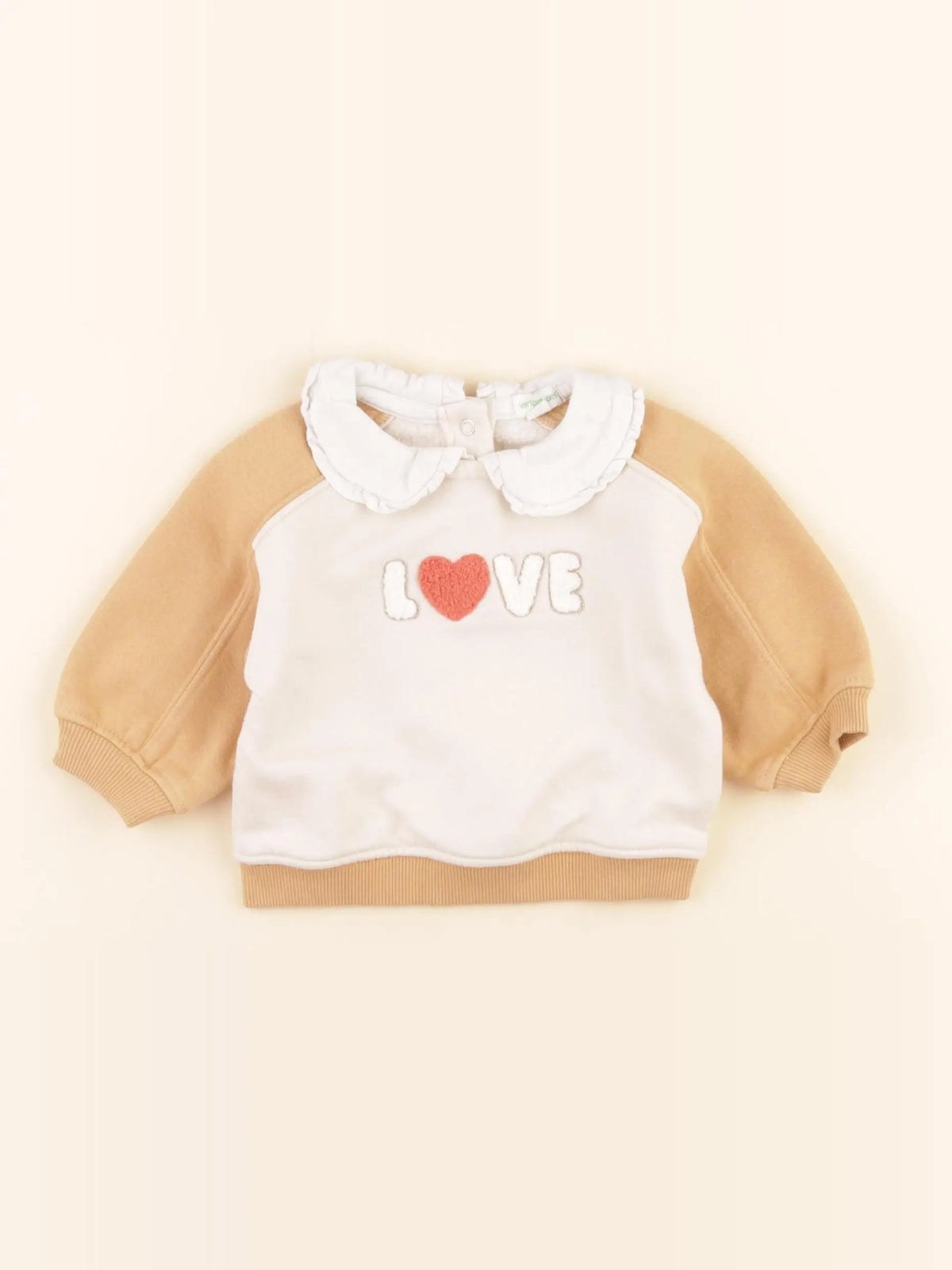 Vertbaudet - sweat beige, marron - 3 mois