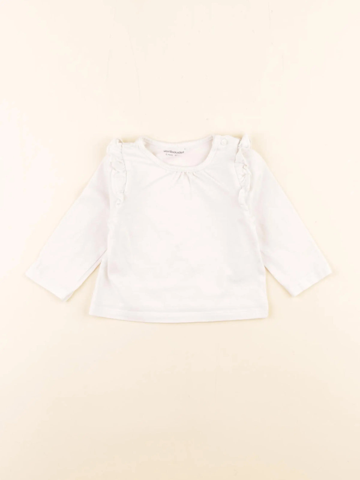 Vertbaudet - tee-shirt beige - 6 mois