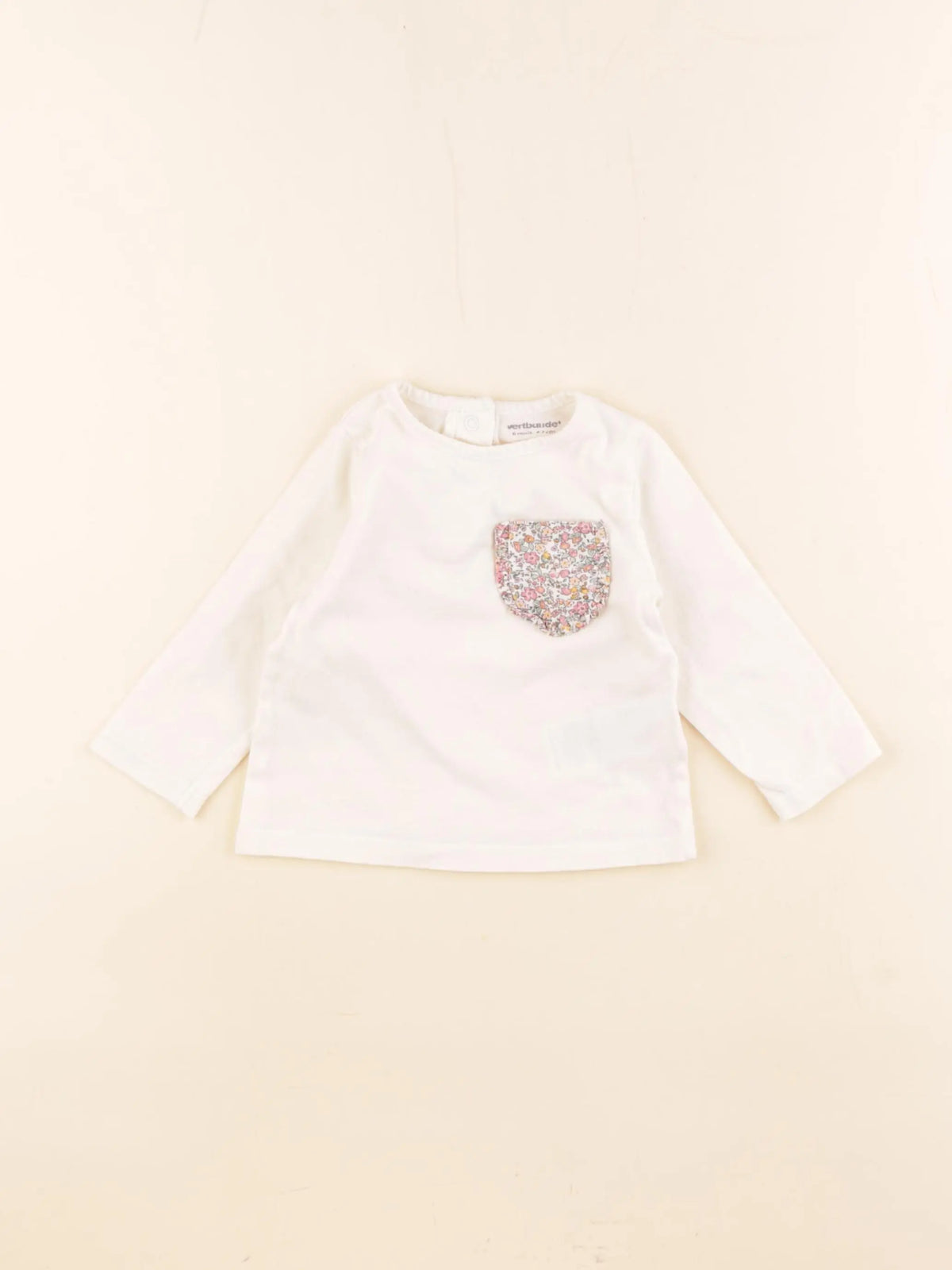 Vertbaudet - tee-shirt beige - 6 mois