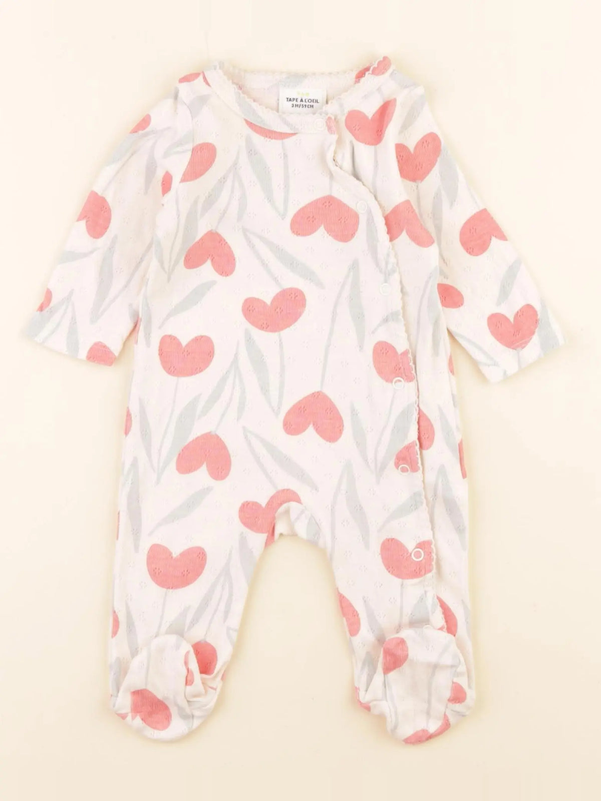 Tape à l'oeil - pyjama coton rose - 3 mois