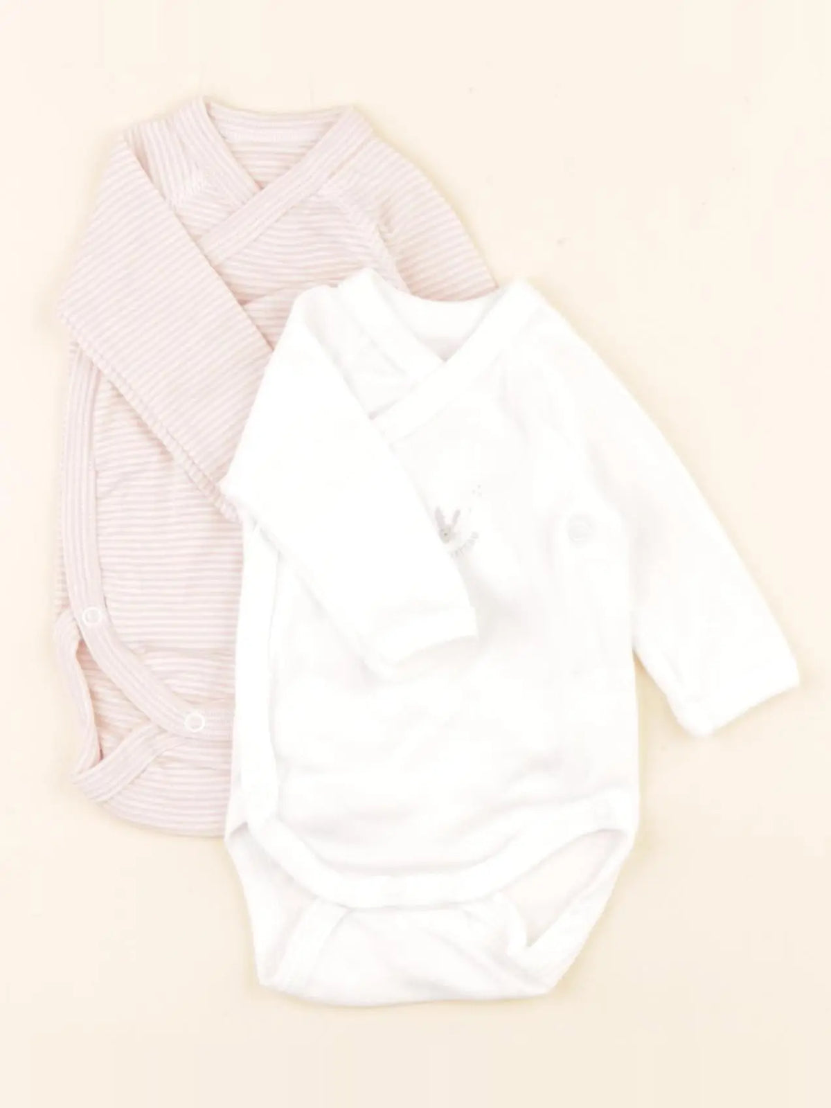 Petit Bateau - lot de 2 bodies en coton blanc - 0 mois