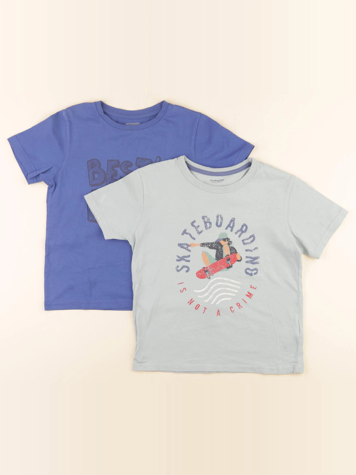 Vertbaudet - lot de 2 tee-shirts bleu, vert - 8 ans