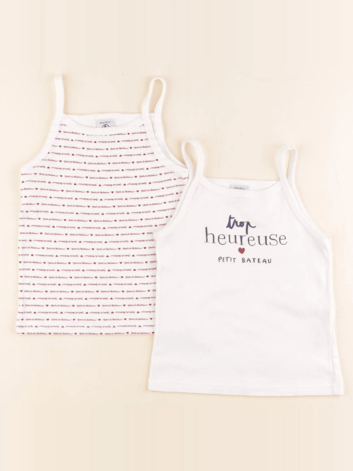 Petit Bateau - lot de 2 maillots de corps blanc - 2 ans