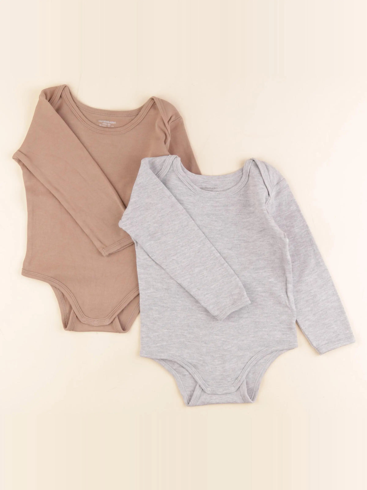 Vertbaudet - lot de 2 bodies en coton marron, gris - 36 mois