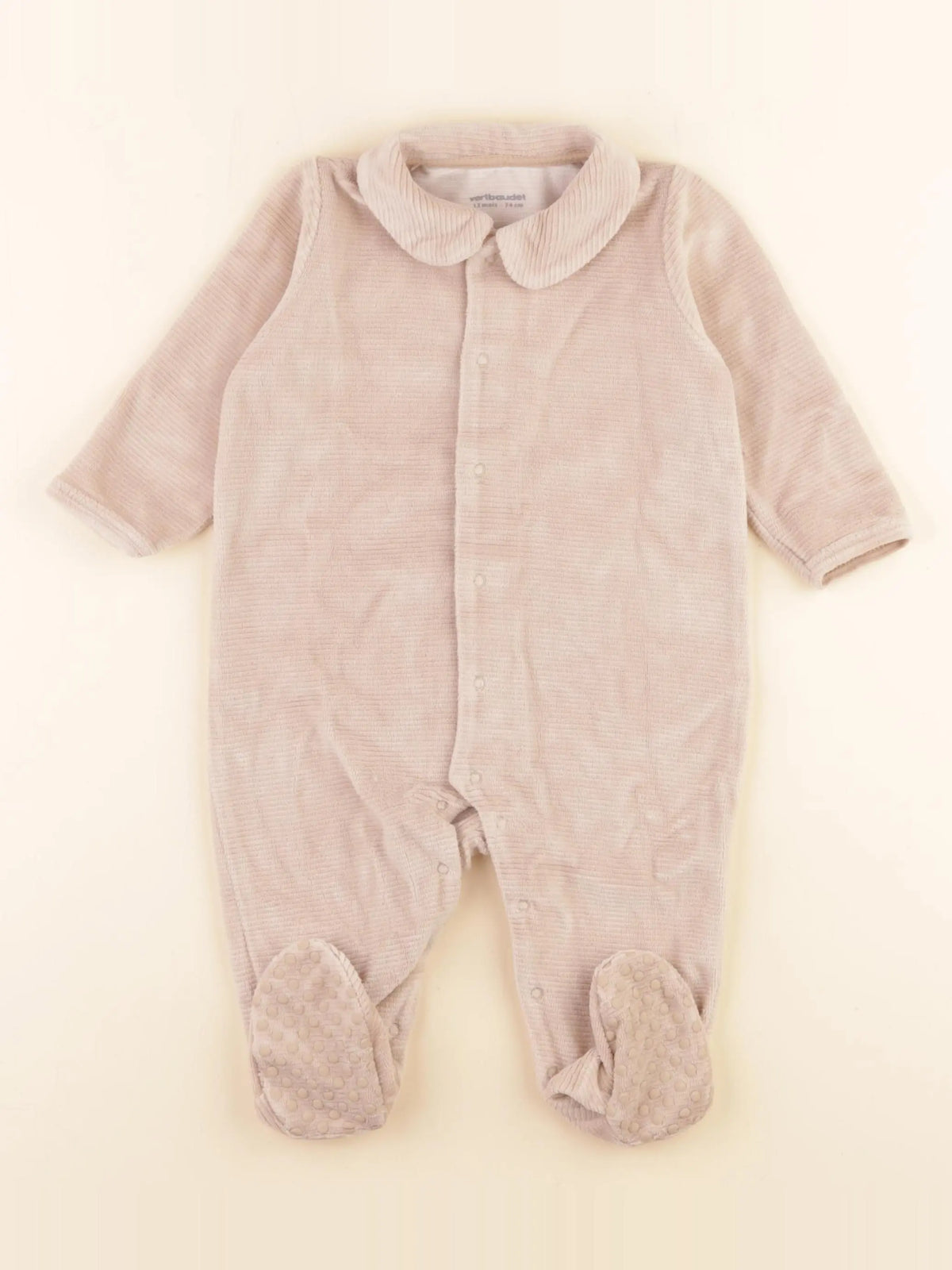 Vertbaudet - pyjama velours beige - 12 mois