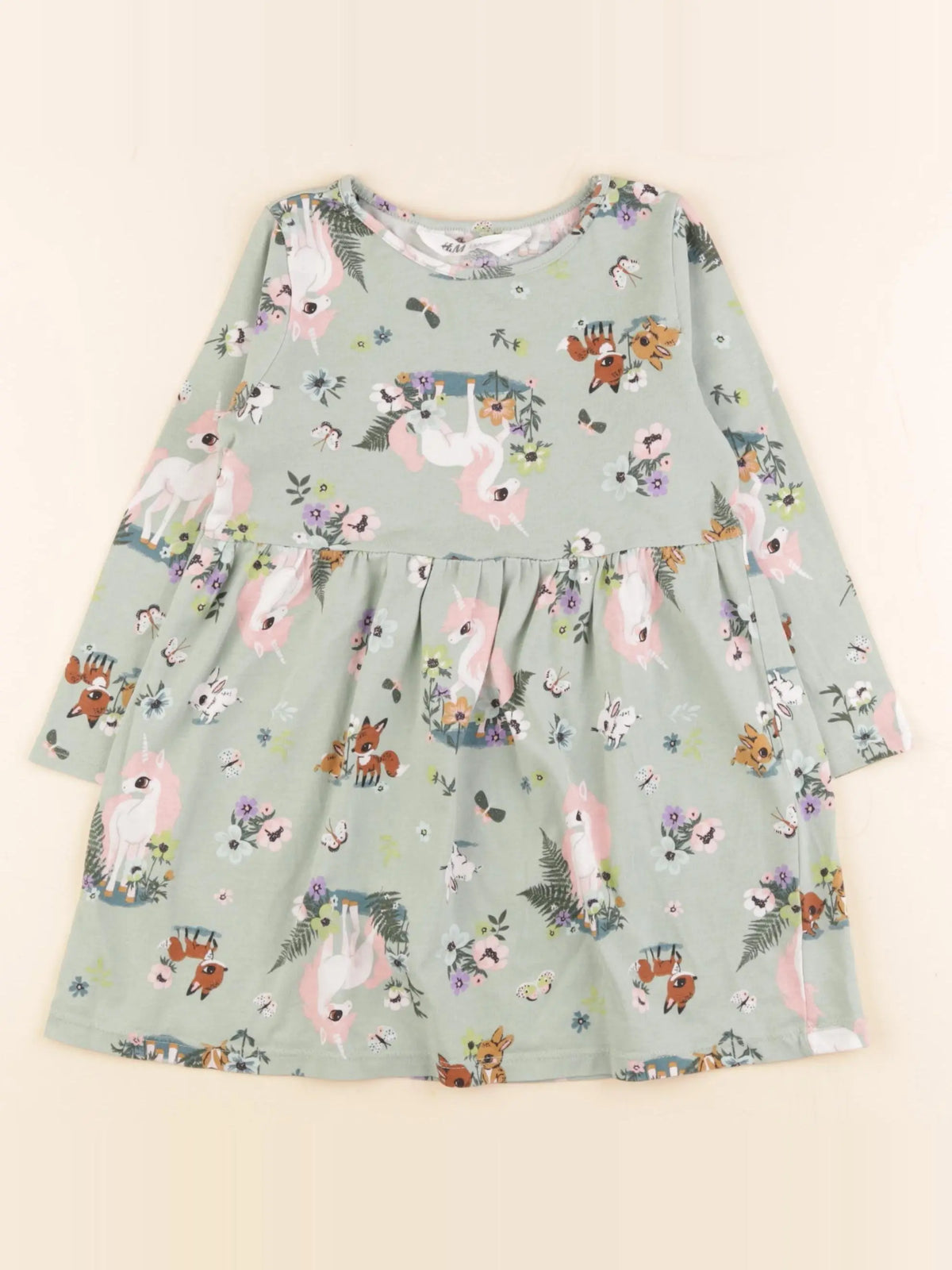 H&M - robe vert - 2/4 ans