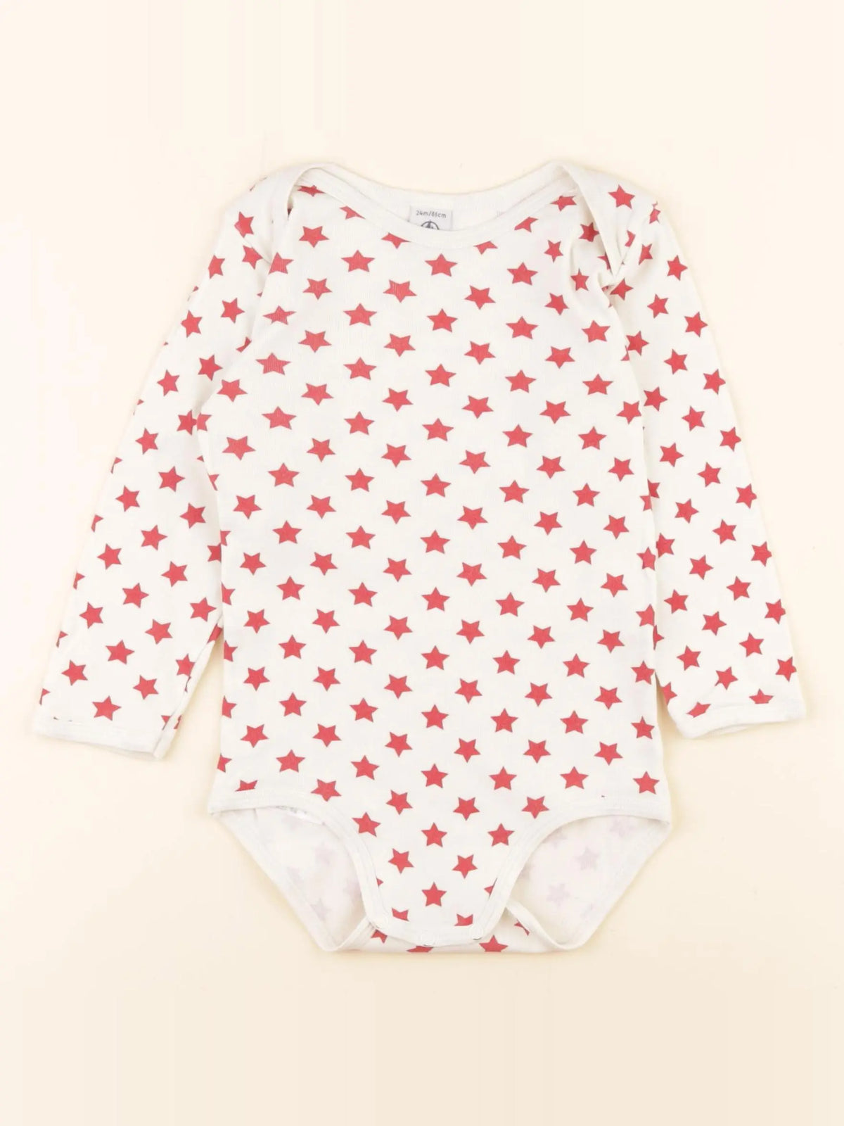 Petit Bateau - body beige, rouge - 24 mois