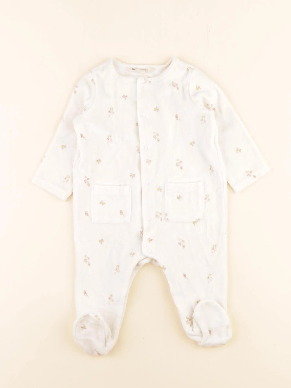Little Cigogne - pyjama velours blanc - 6 mois
