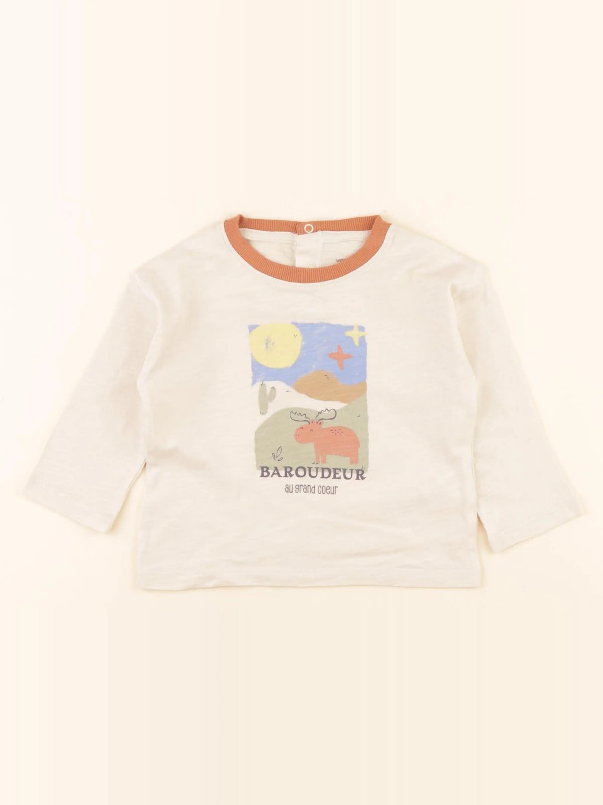 Vertbaudet - tee-shirt beige - 12 mois