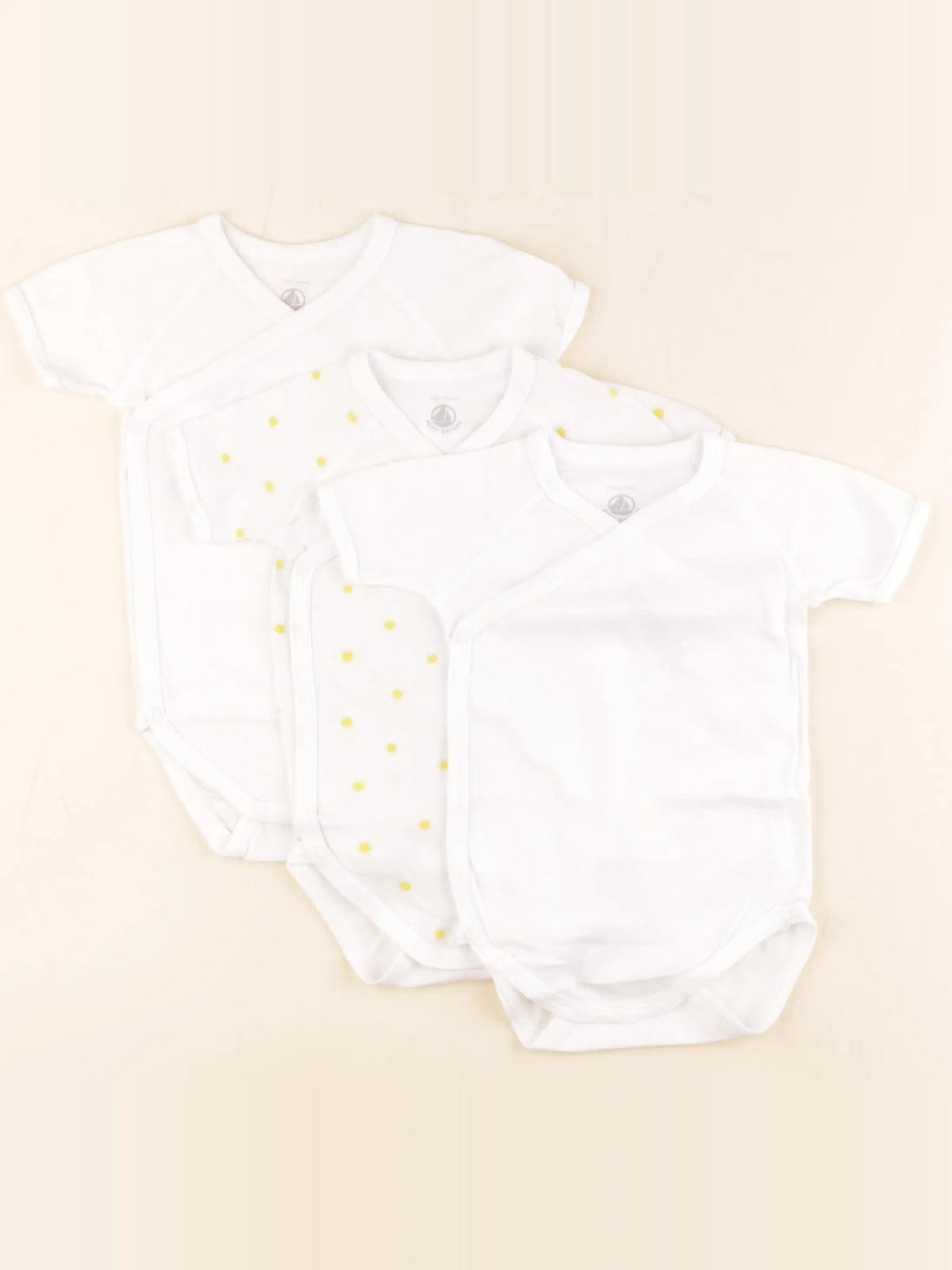 Petit Bateau - lot de 3 bodies en coton blanc - 12 mois