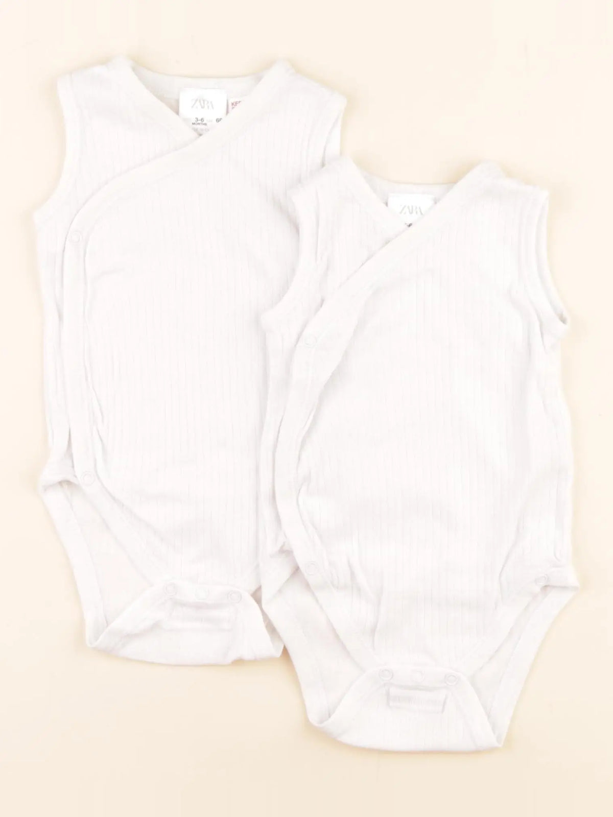 Zara - lot de 2 bodies en coton blanc - 3/6 mois