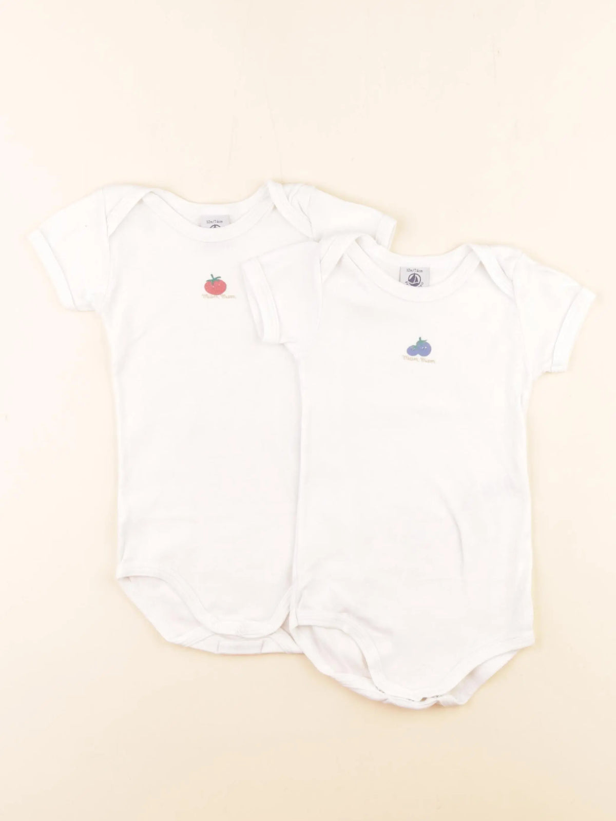 Petit Bateau - lot de 2 bodies en coton blanc - 12 mois